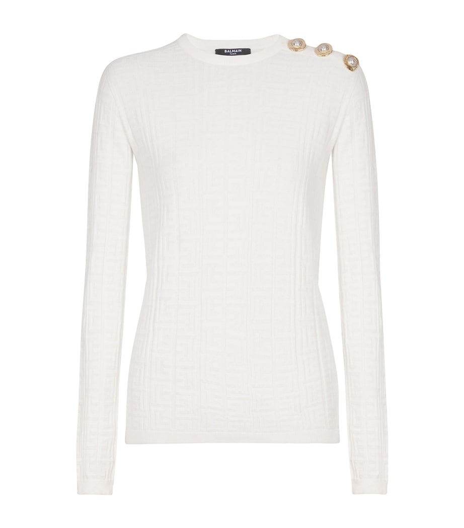 Button-Trim Monogram Sweater 0KA NATUREL Image 1