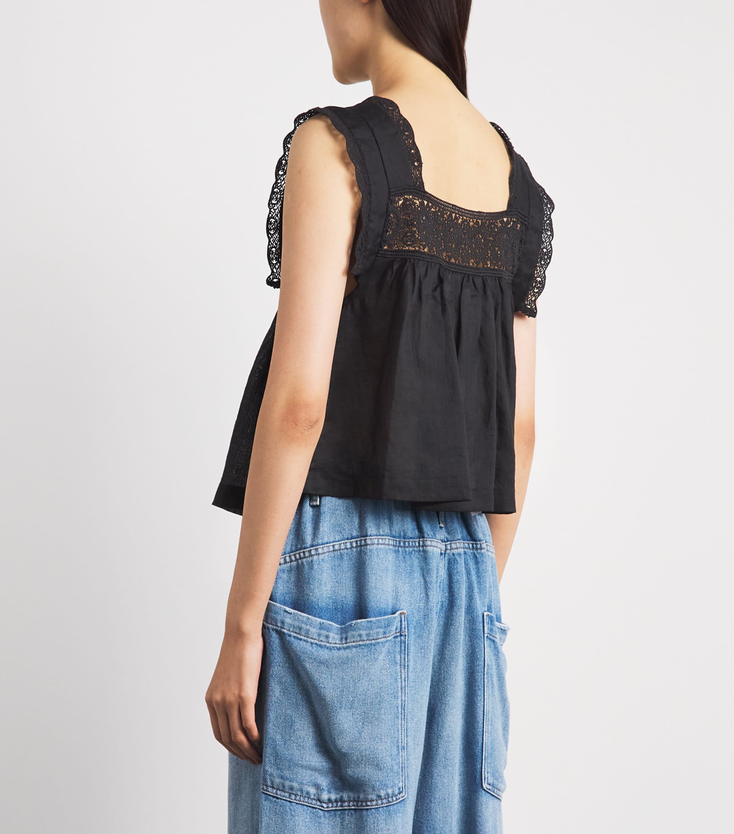 Citizens of Humanity Womens Ramie Mia Embroidered Blouse Black Image 5