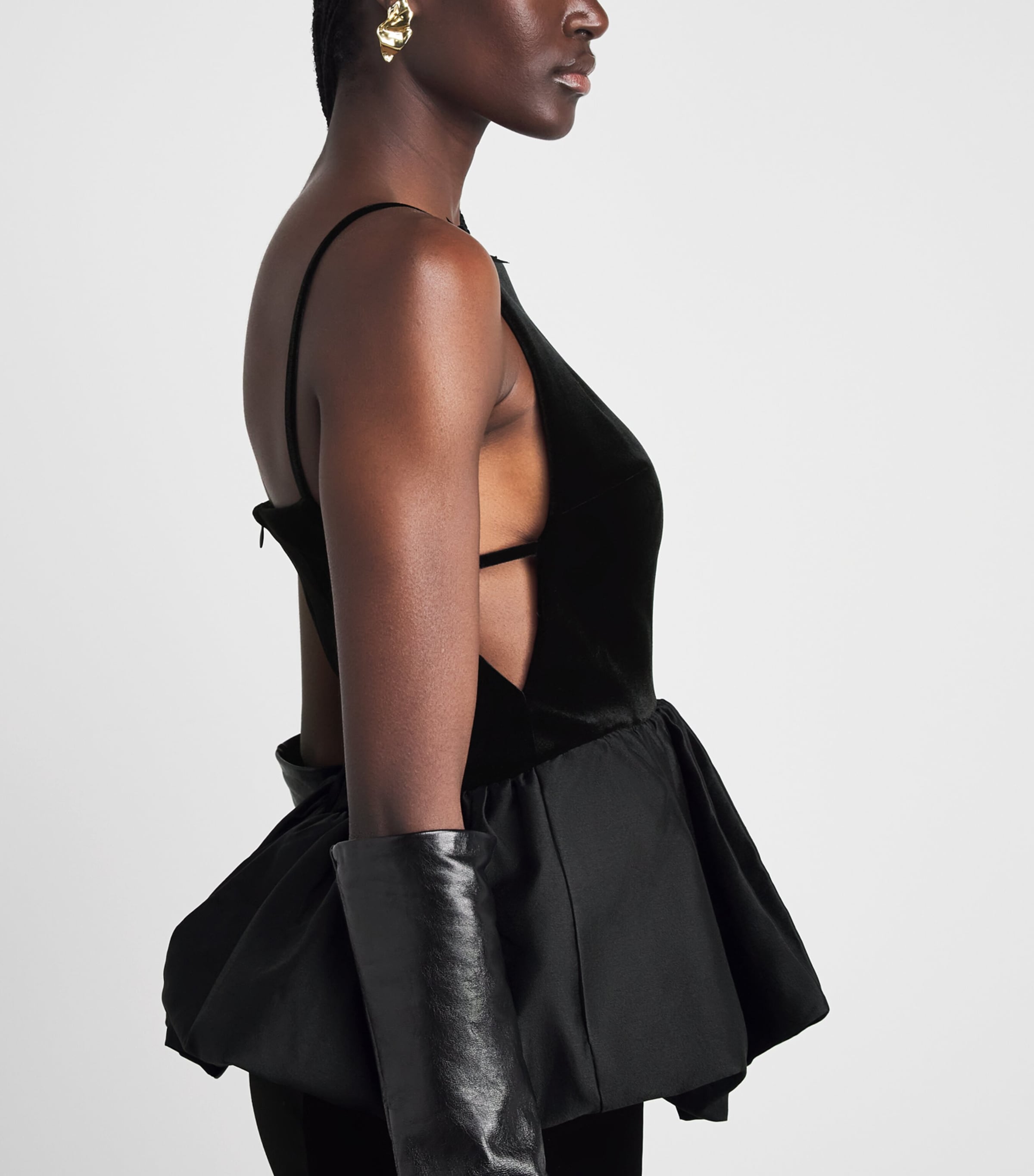 Self-Portrait Black Velvet Bubble-Hem Top | Harrods US