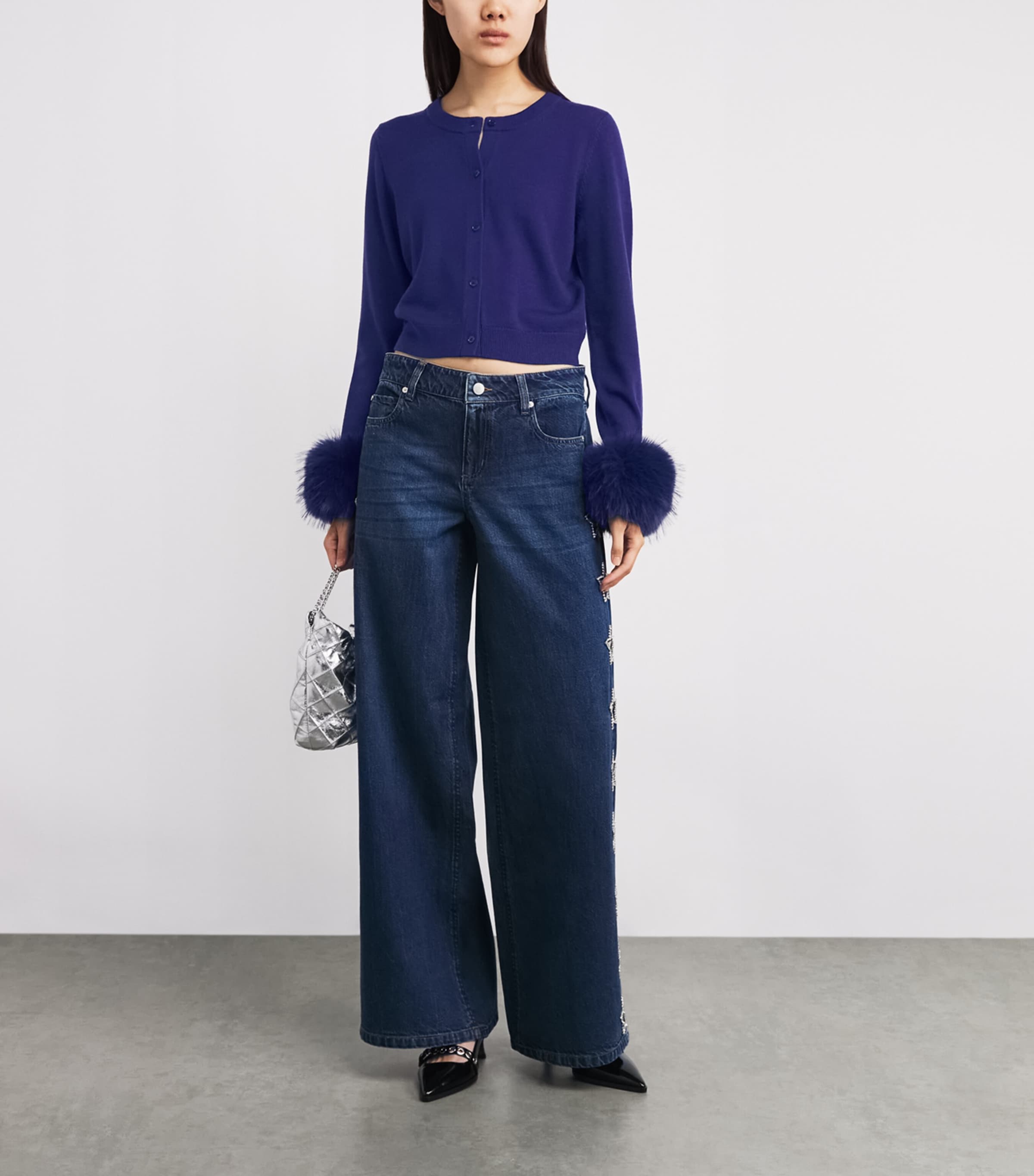 Stretch-Wool Cropped Dollie Cardigan B401 MIDNIGHT BLUE Image 2