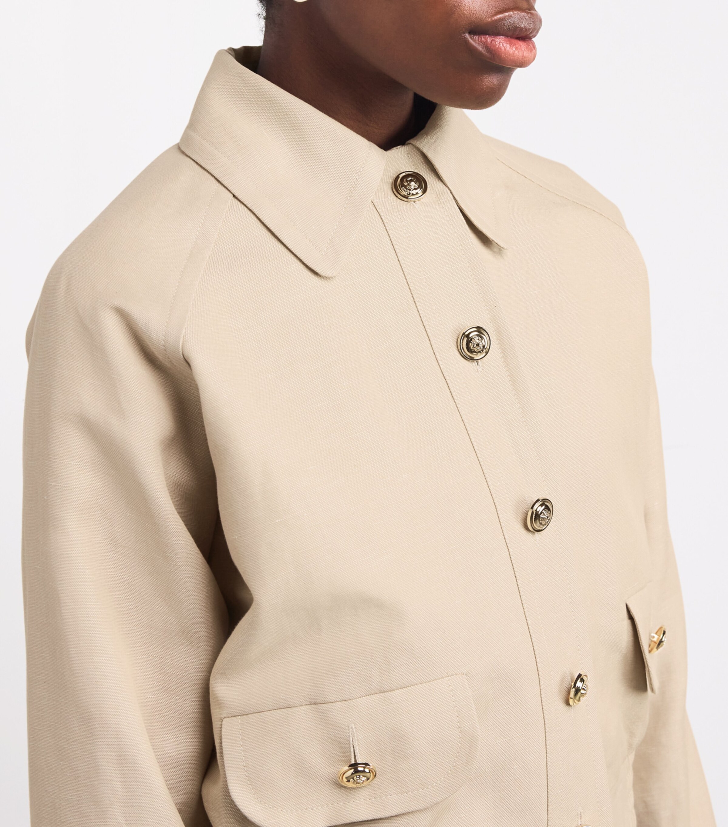 【BAON】Harperson Collar Cotton Jacket Maje Linen-Cotton Jacket | Harrods US