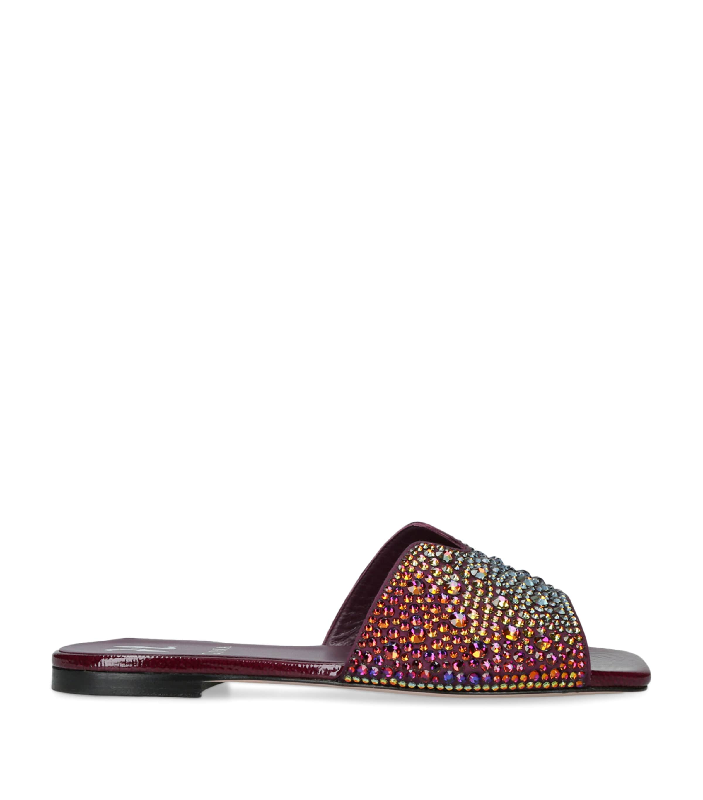 Gina Leather Embellished Amalfi Sandals Wine Image 1