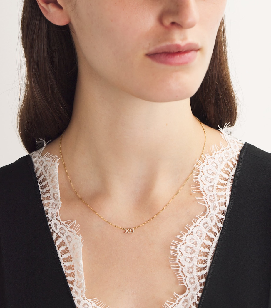 Yellow Gold and Diamond XO Necklace YELLOW GOLD Image 4