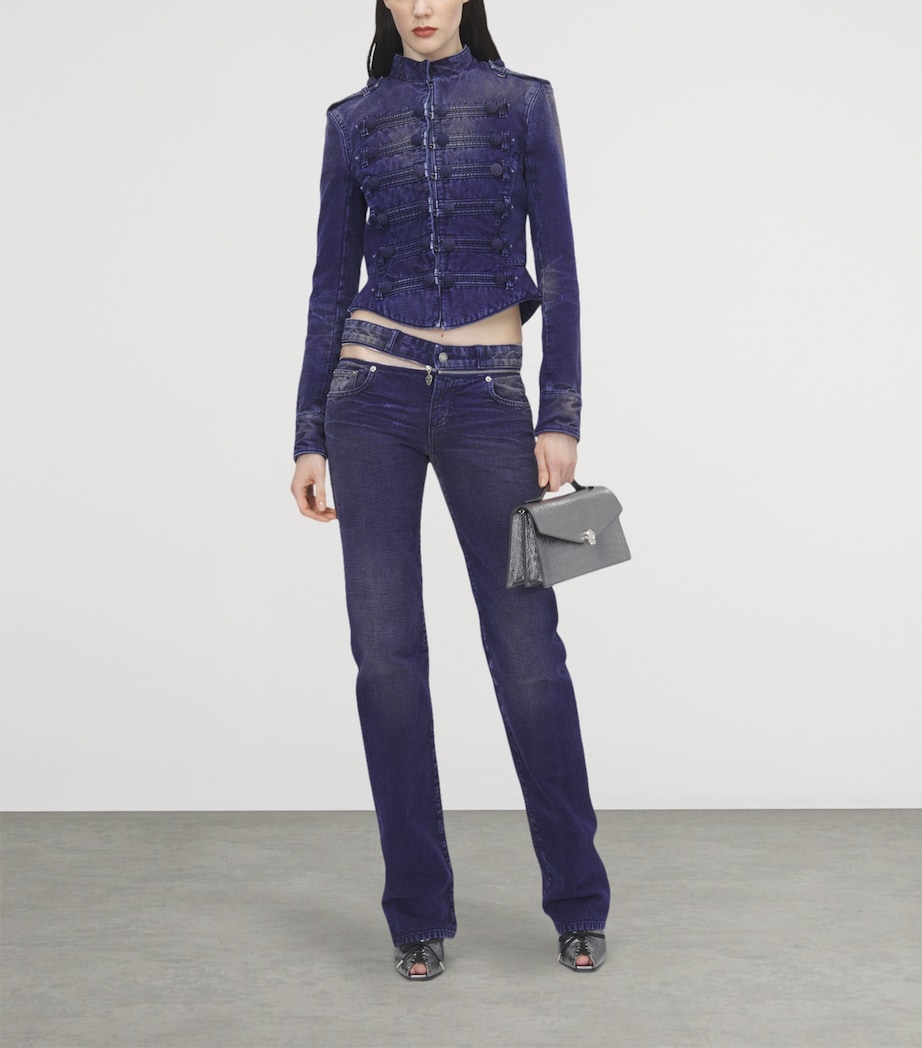 McQueen Womens Slashed Zip Low-Rise Bootcut Jeans Image 2