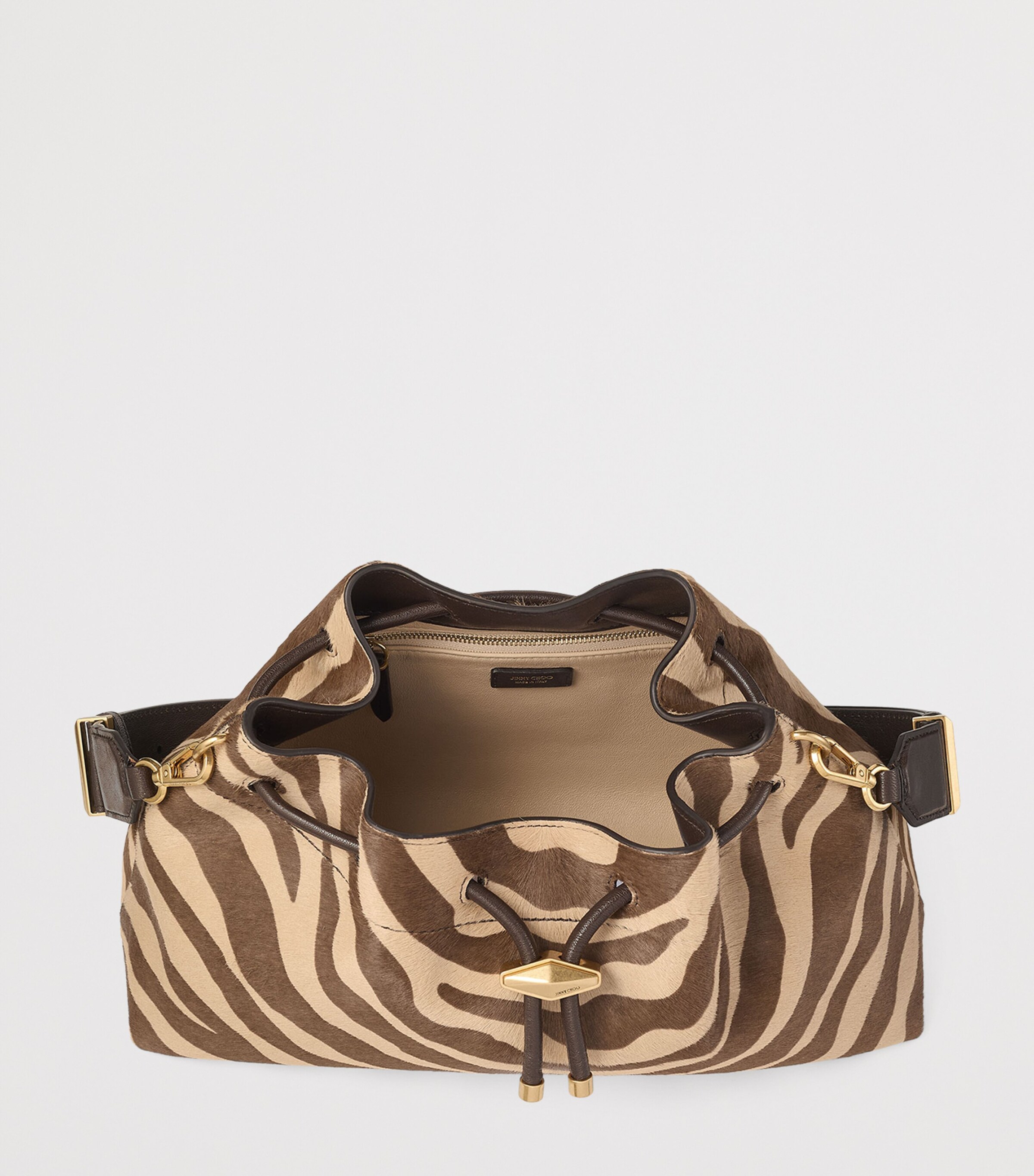 Medium Haircalf Cinch Bag NATURAL/CHOCOLATE/GO Image 5