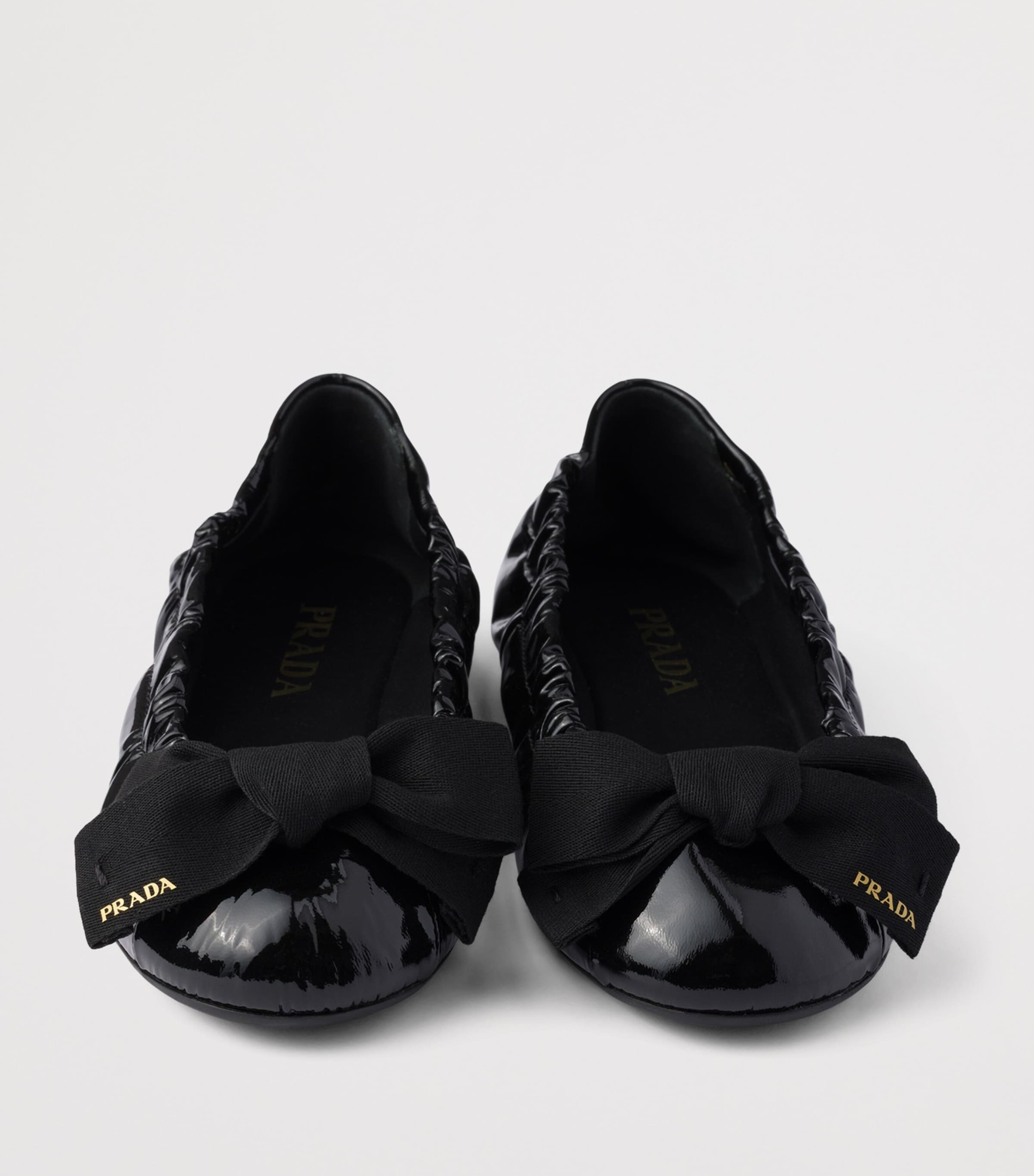 Prada Patent Leather Bow Ballet Flats Black Image 6