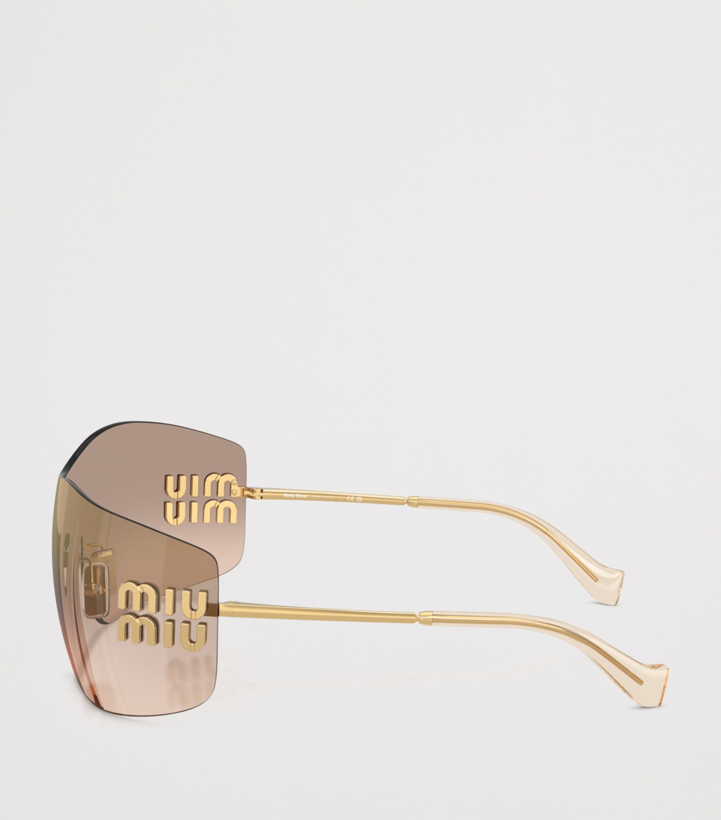 Miu Miu Rimless Shield Sunglasses Gold Image 3