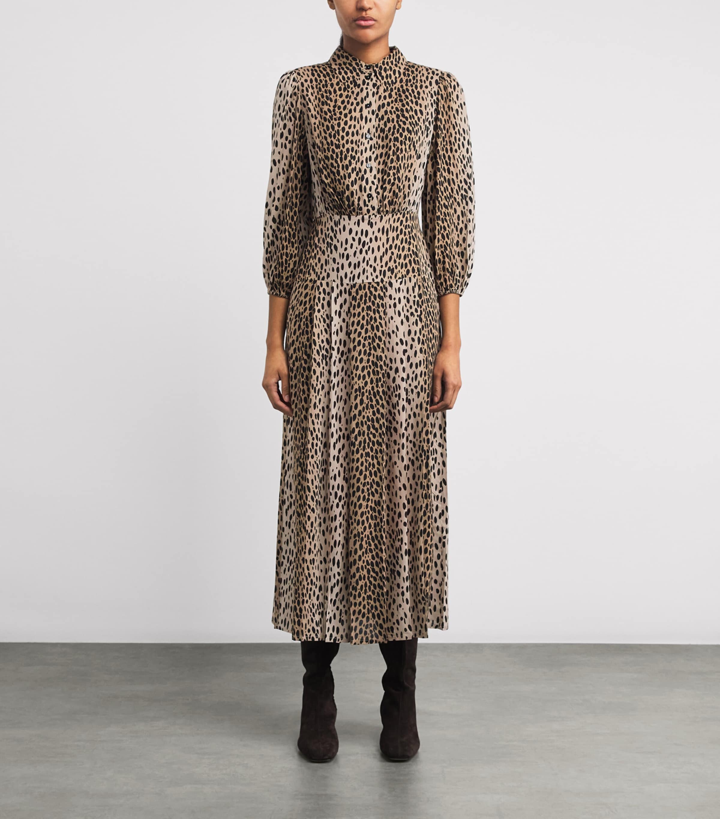 Leopard Izzy Midi Dress ANTELOPE SPOT BLACK Image 3