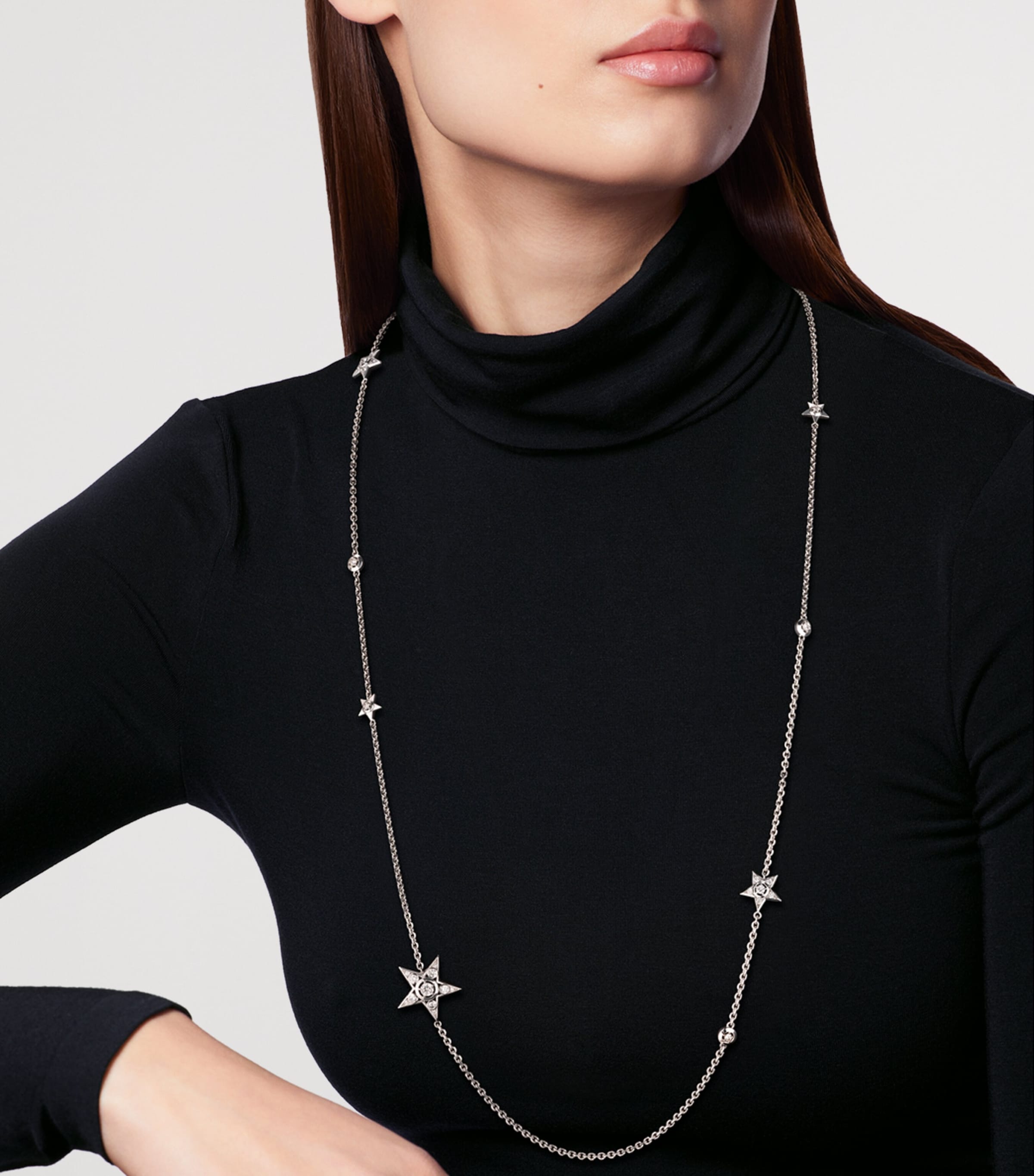 White Gold and Diamond Les Infinis de Comète Long Necklace WHITE Image 2