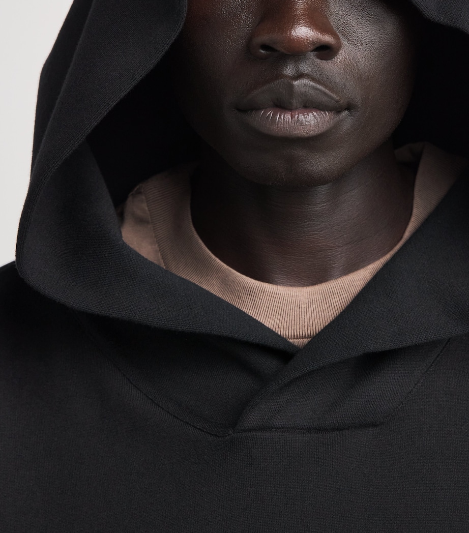 Fear Of God Mens Cotton-Blend Double-Knit Hoodie Black / Image 3