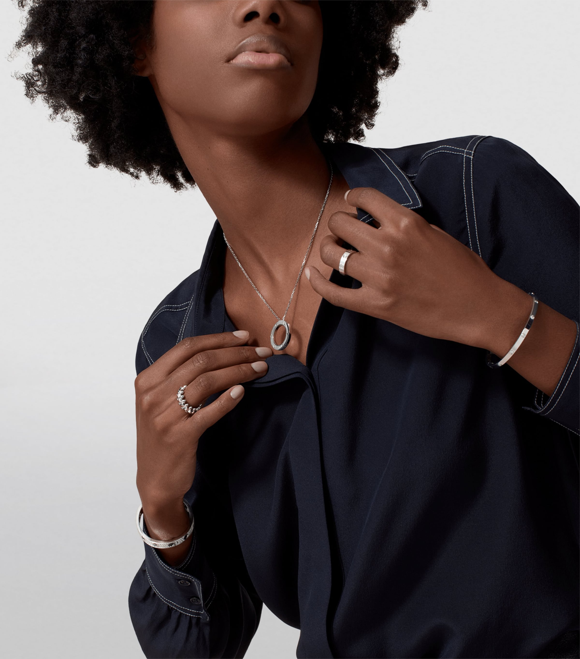 White Gold and Diamond LOVE Wedding Band MULTI Image 2