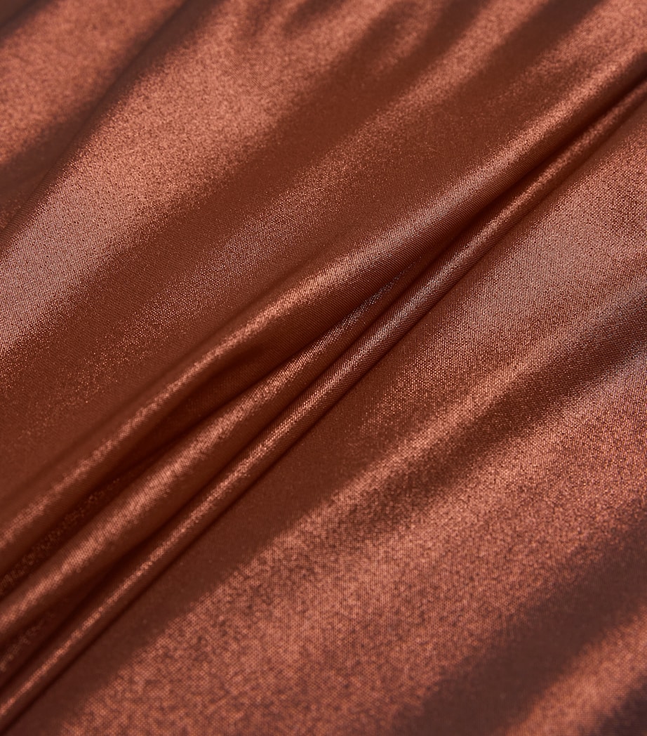 LAPOINTE Womens Coated Jersey Ruched Maxi Skirt Copper Image 5