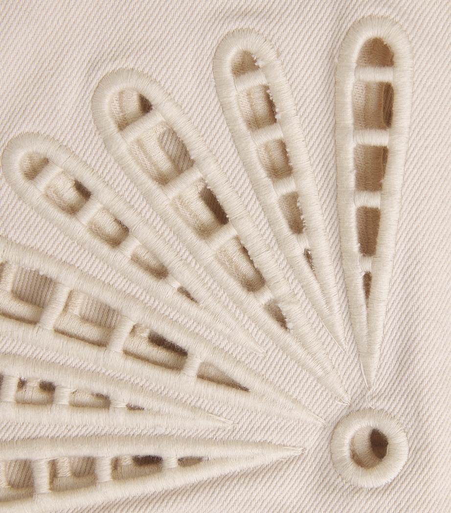 Ulla Johnson Womens Eyelet The Lou Flared Jeans Cowrie Image 6