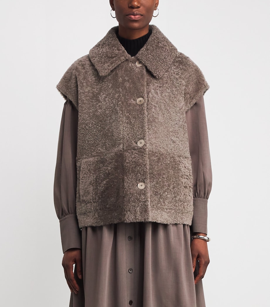 Shearling Reversible Molin Gilet MUSHROOM Image 3