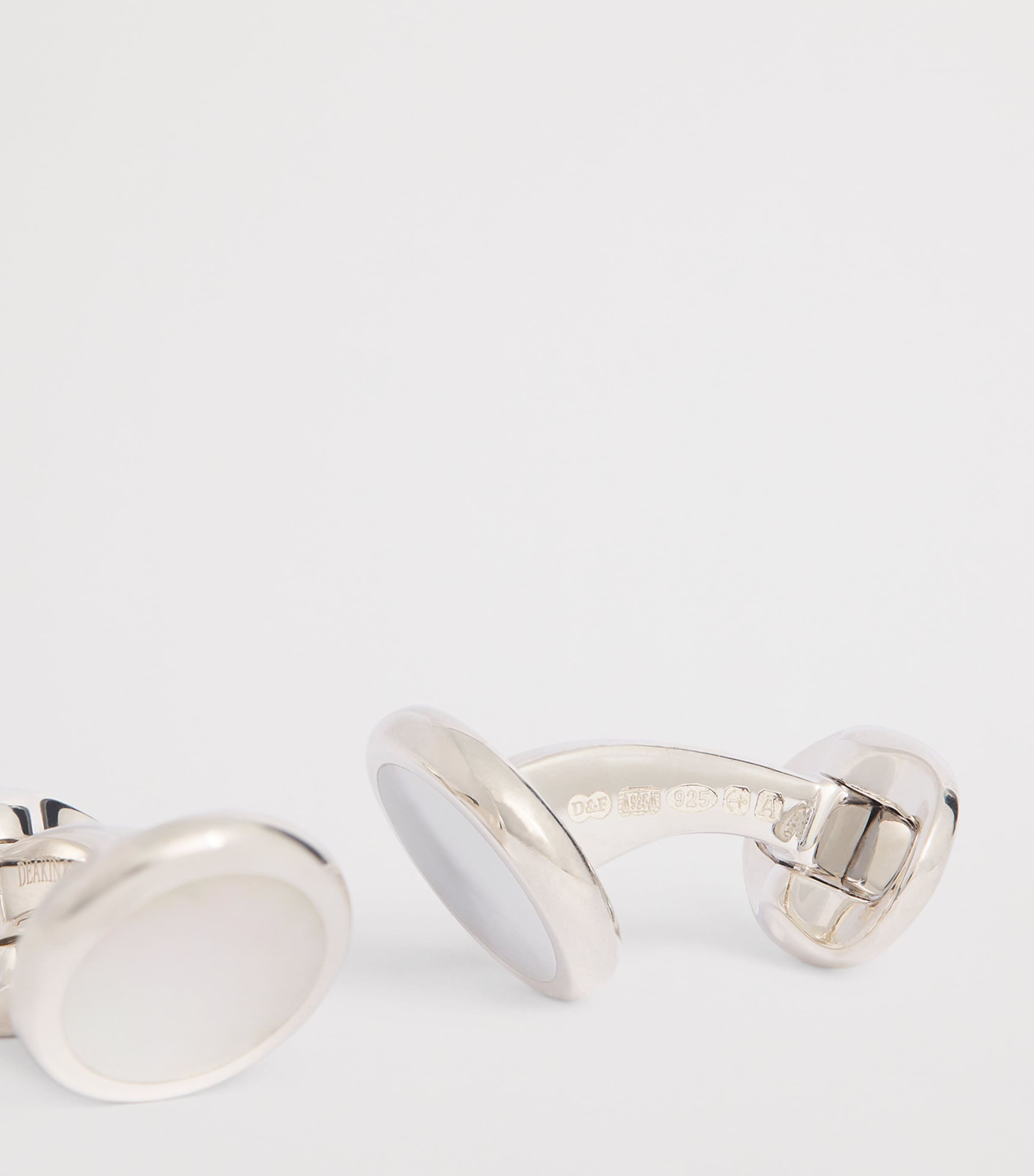 Sterling Silver and Mother-of-Pearl Round Cufflinks SILVER Image 5