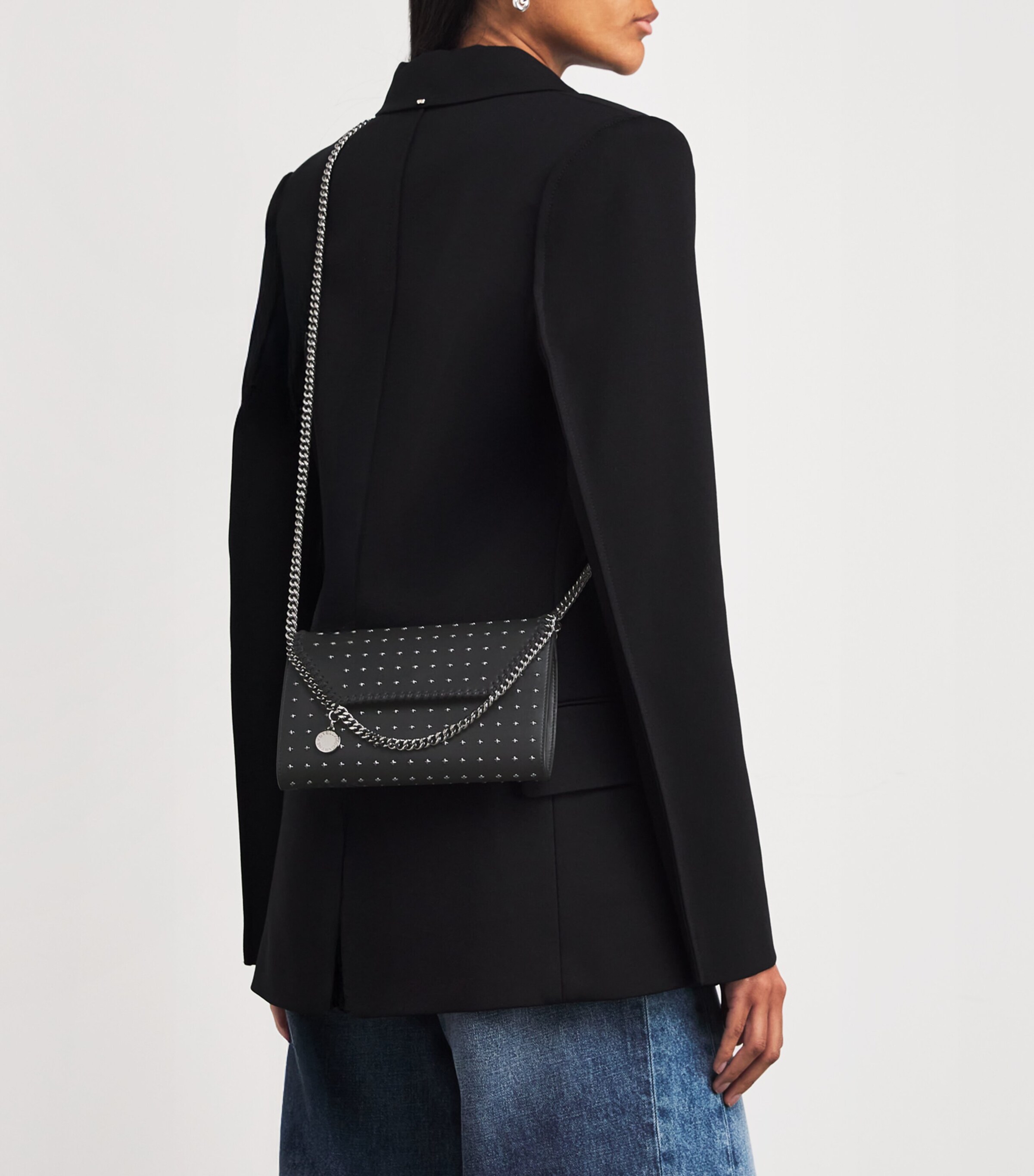 Stella McCartney Black Mini Star-Studded Falabella Cross-Body Bag