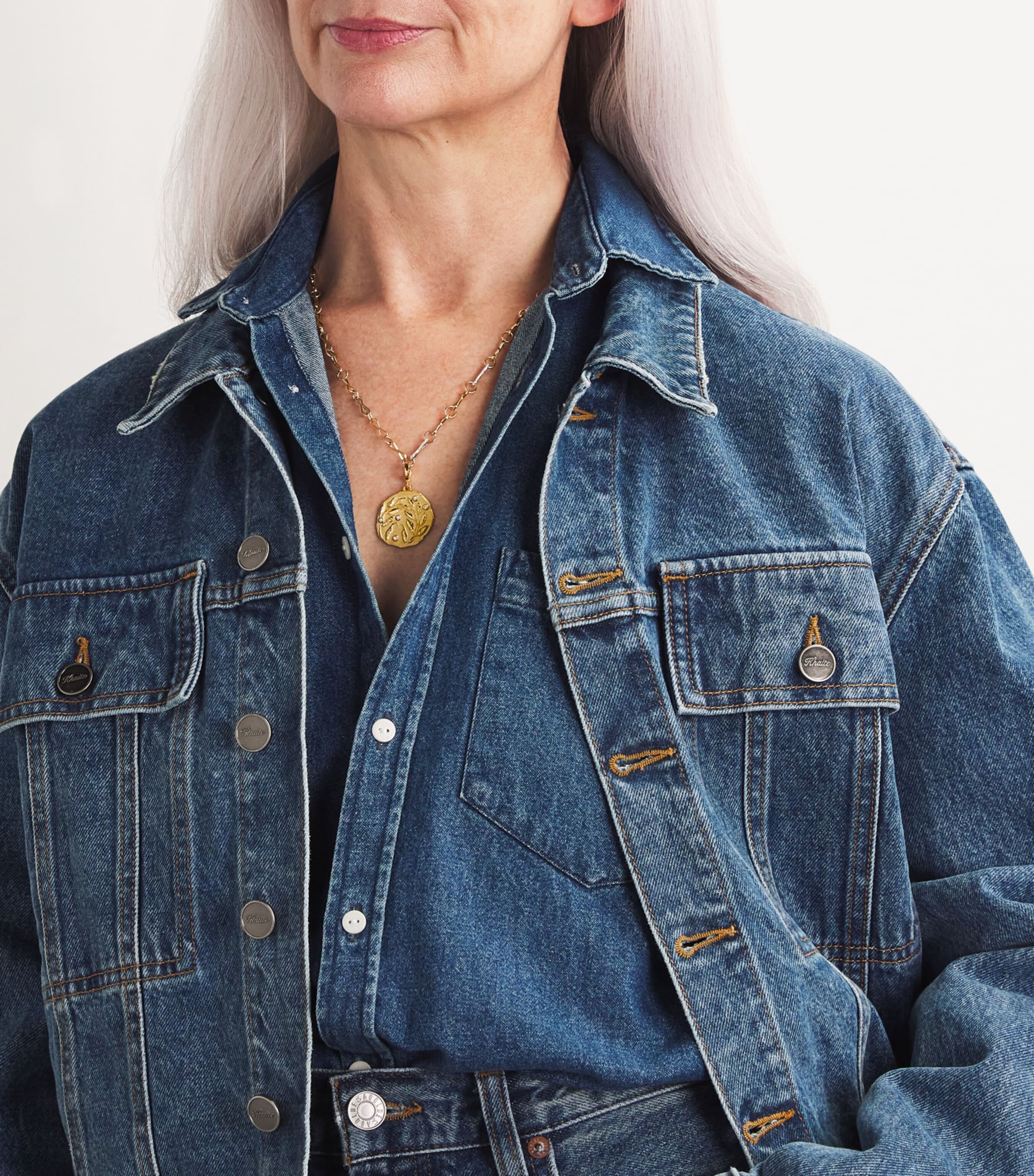 Large Yellow Gold and Diamond Olive Branch Coin Charm YELLOW GOLD Image 2