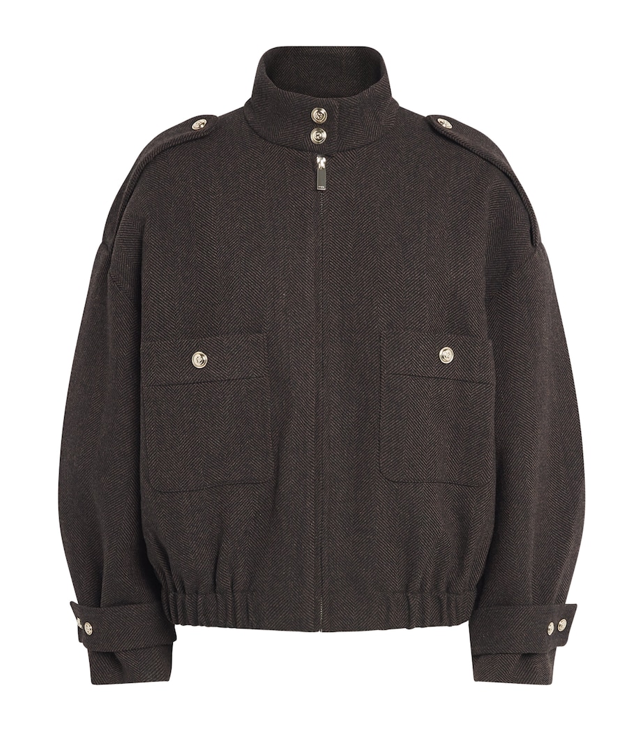 Maje Womens Wool-Blend Oversized Jacket Dark Brown Image 1
