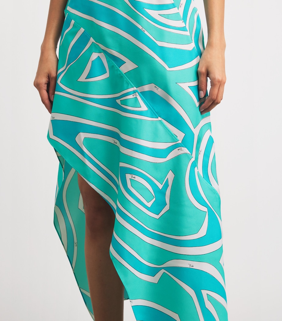 Silk Labirinto Print Midi Dress 053/TURQUOISE Image 5