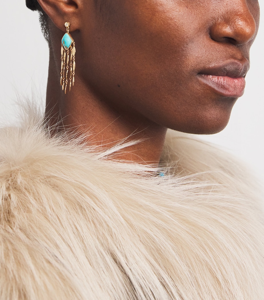 Yellow Gold, Diamond and Turquoise Sophia Earrings YELLOW GOLD Image 2