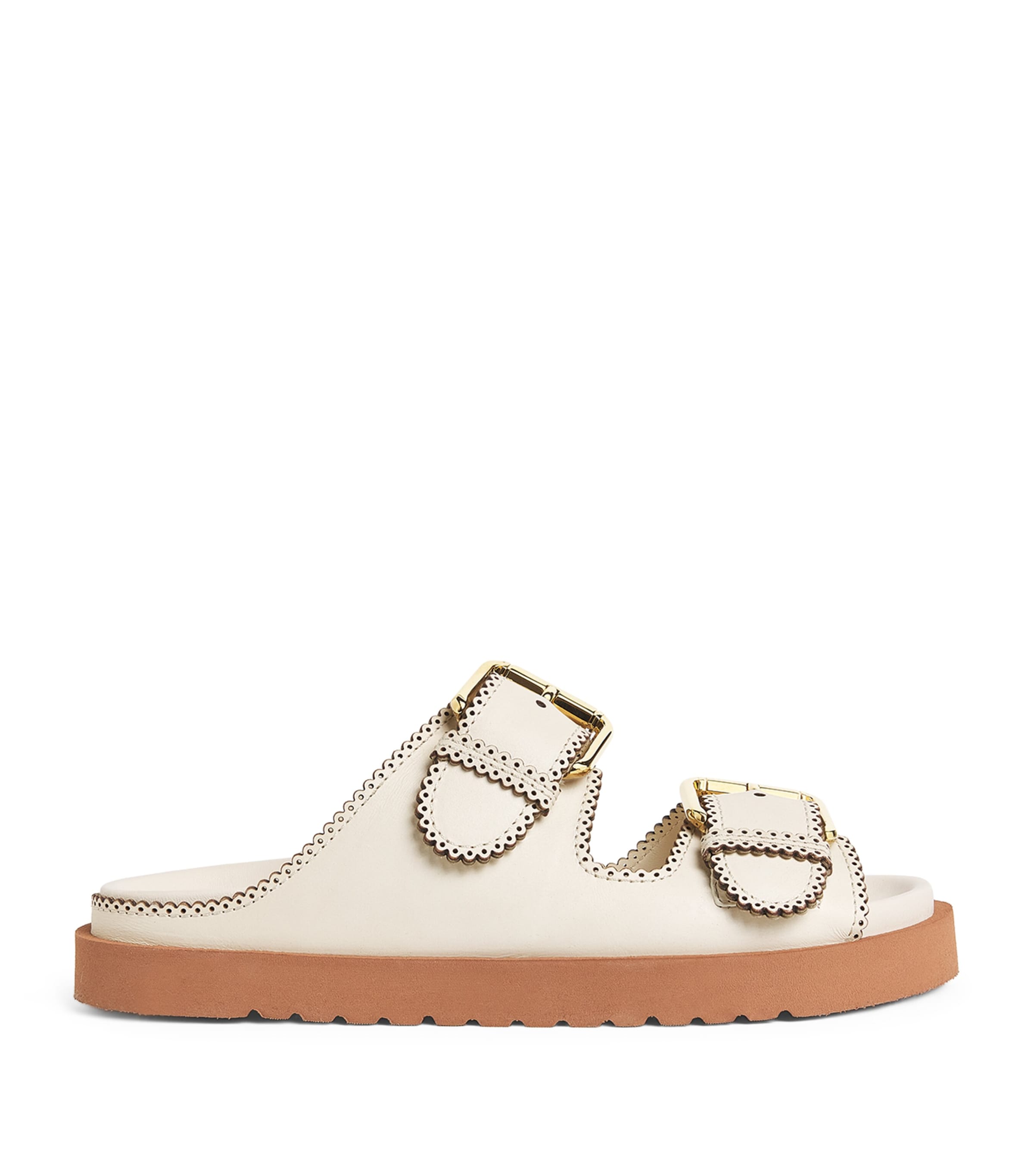 Zimmermann Leather Goldie Buckle Sandals In Animal Print
