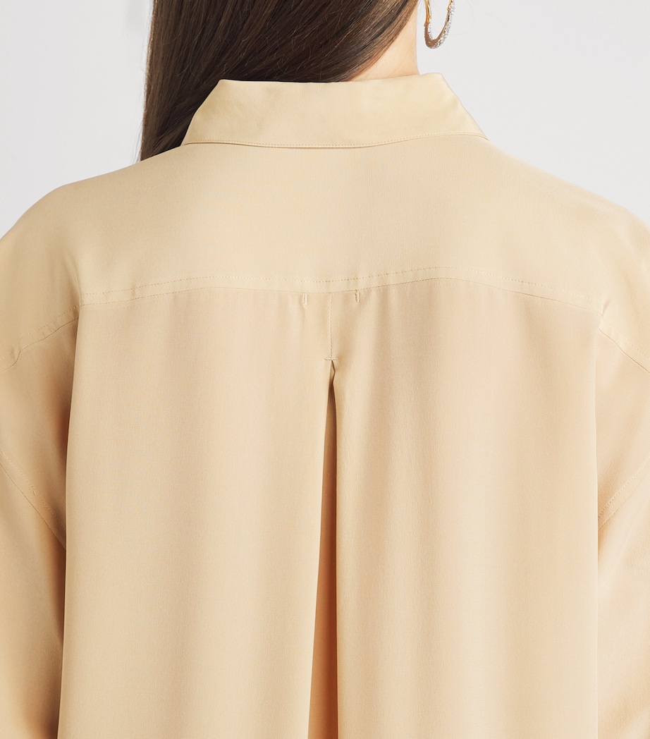 Toteme Womens Silk Pleated Midi Shirt Dress Chai Image 3