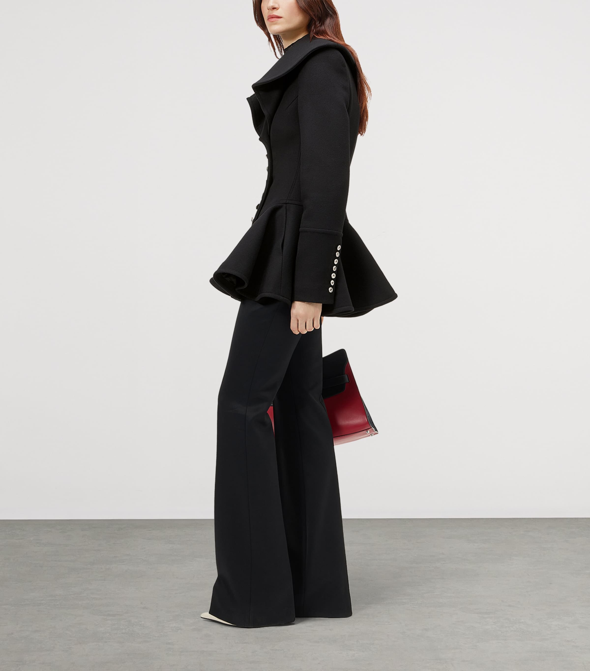 McQueen Womens Wool Waterfall-Collar Coat Image 4
