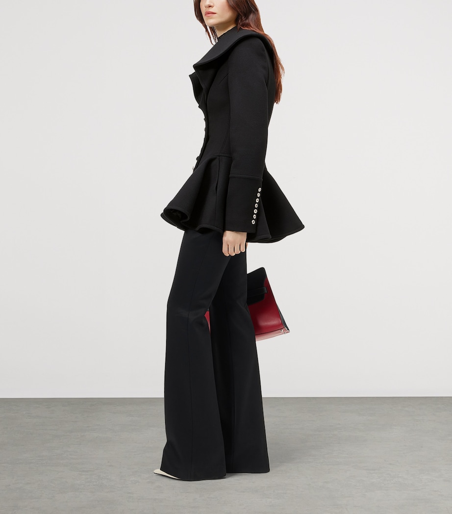 McQueen Womens Wool Waterfall-Collar Coat Image 4