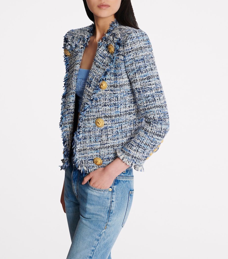 Tweed Button-Detail Jacket 6FC BLEU JEAN CLAIR Image 8