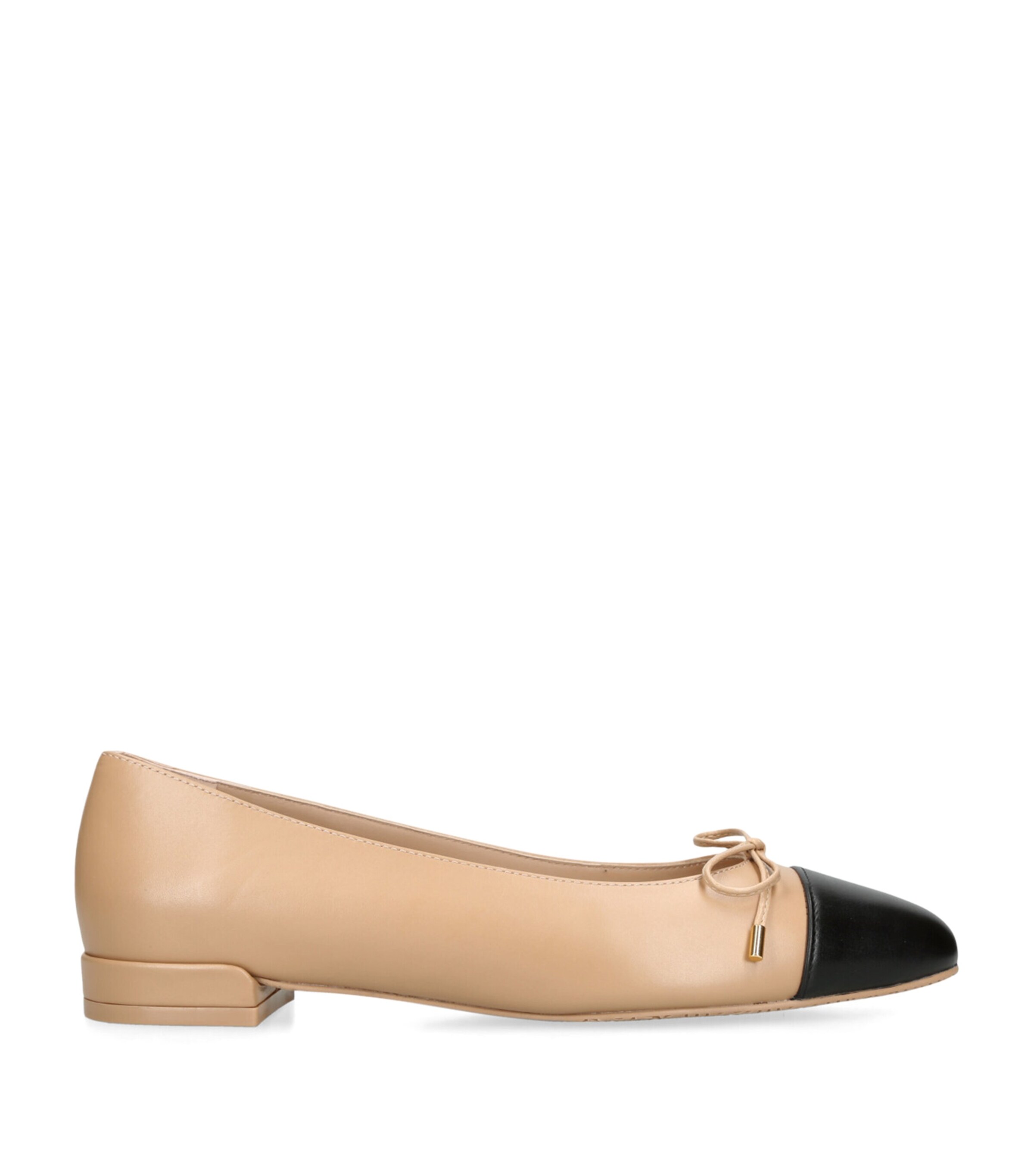 Stuart Weitzman Sleek Bicolor Bow Ballerina Flats