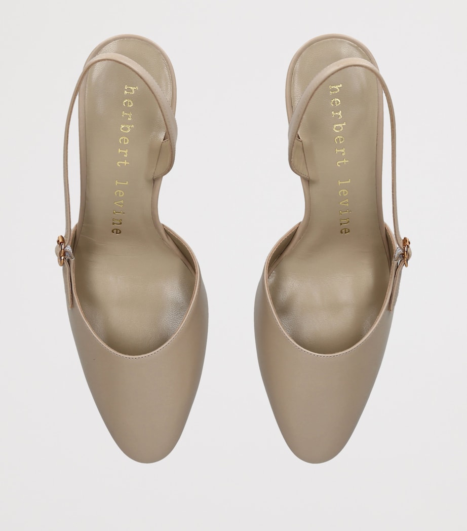 Herbert Levine Leather Ask Around Slingback Heels 65 Beige Image 3