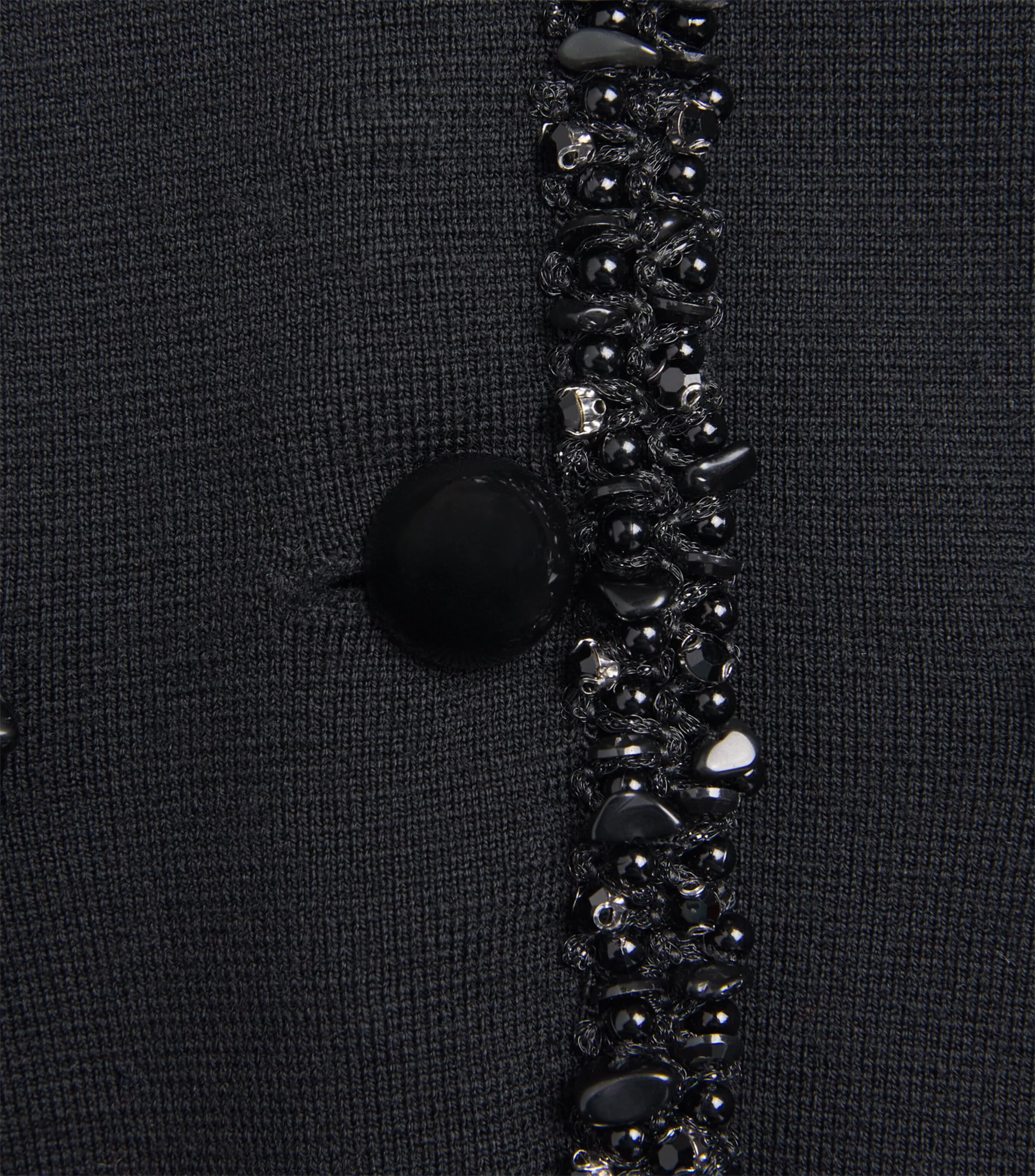 Wool-Blend Beaded Cardigan BLACK Image 5