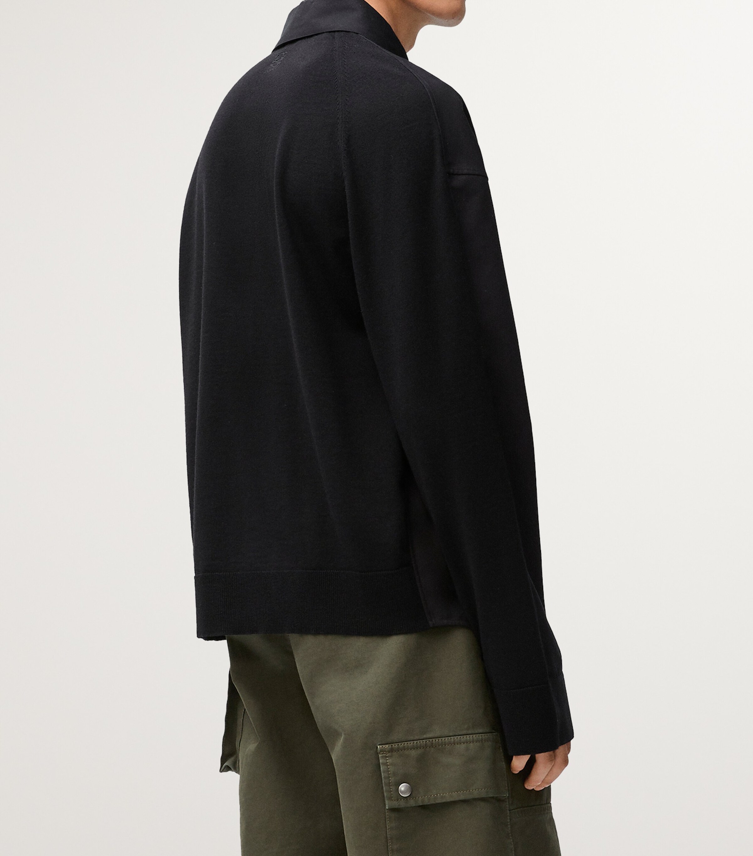 LOEWE Mens Wool-Cotton Panelled Shirt Black/black Image 4