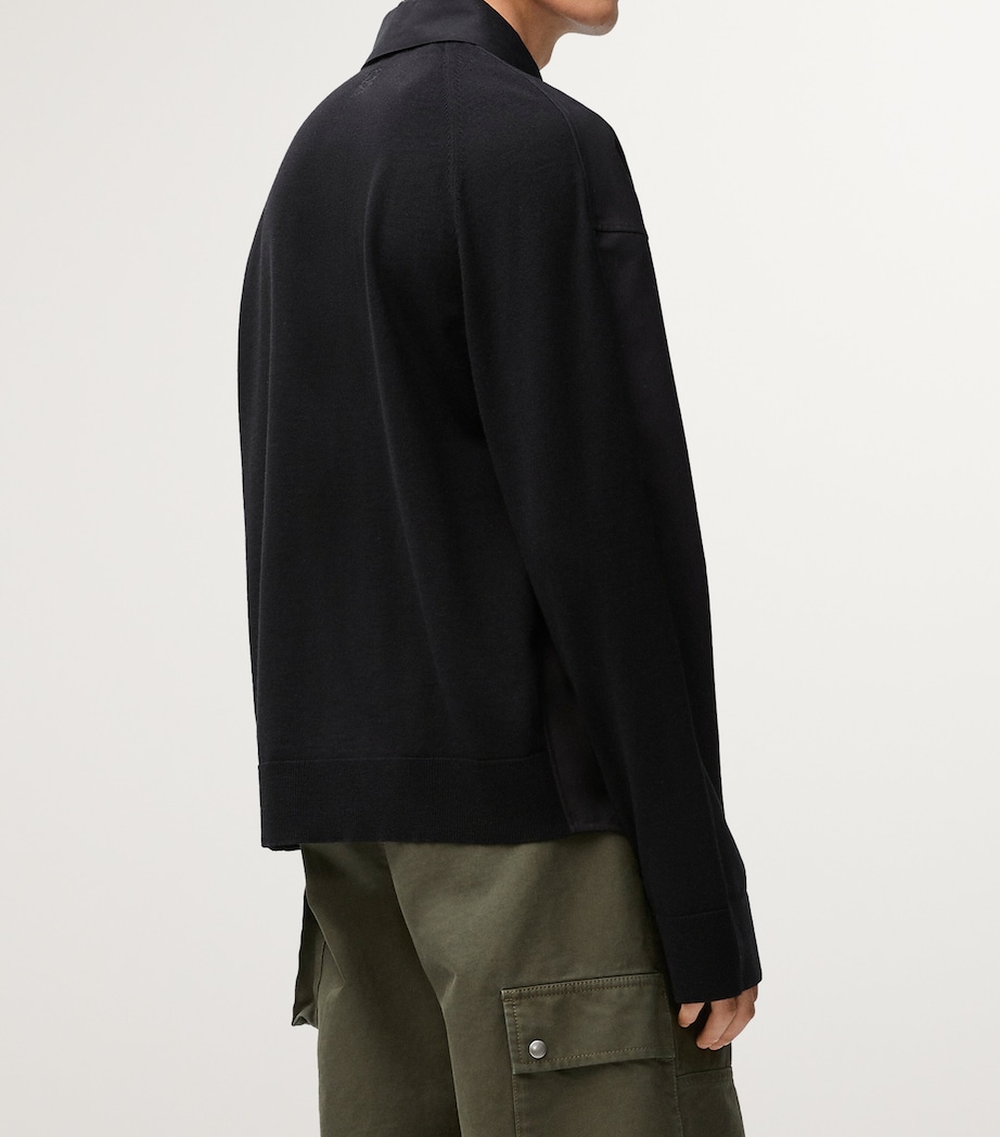 LOEWE Mens Wool-Cotton Panelled Shirt Black/black Image 4