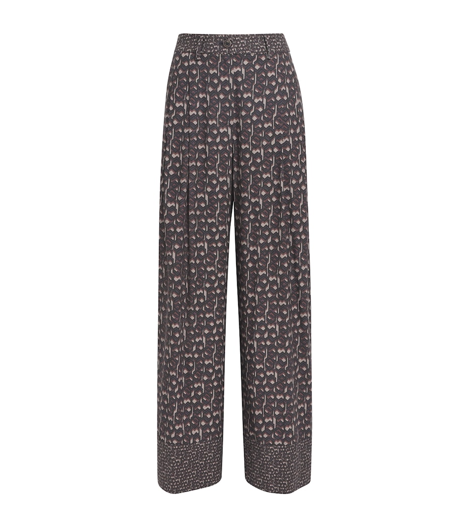 Colombo Womens Silk Printed Trousers Optical Print Image 1