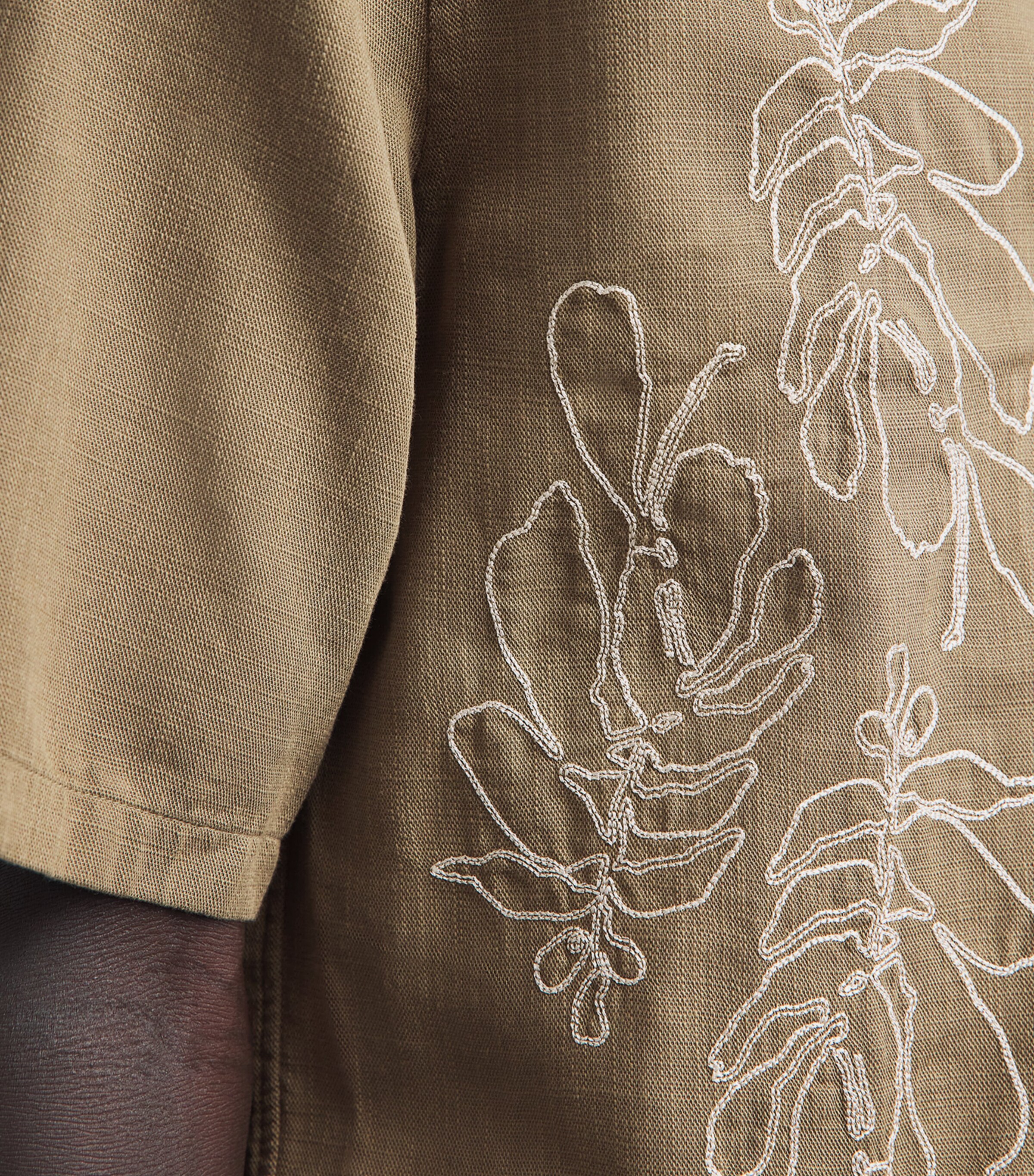 Samsøe Samsøe Mens Embroidered Saoscar Shirt Dusky Green Image 3