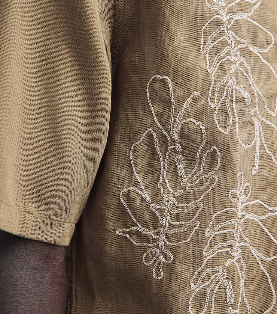 Samsøe Samsøe Mens Embroidered Saoscar Shirt Dusky Green Image 3