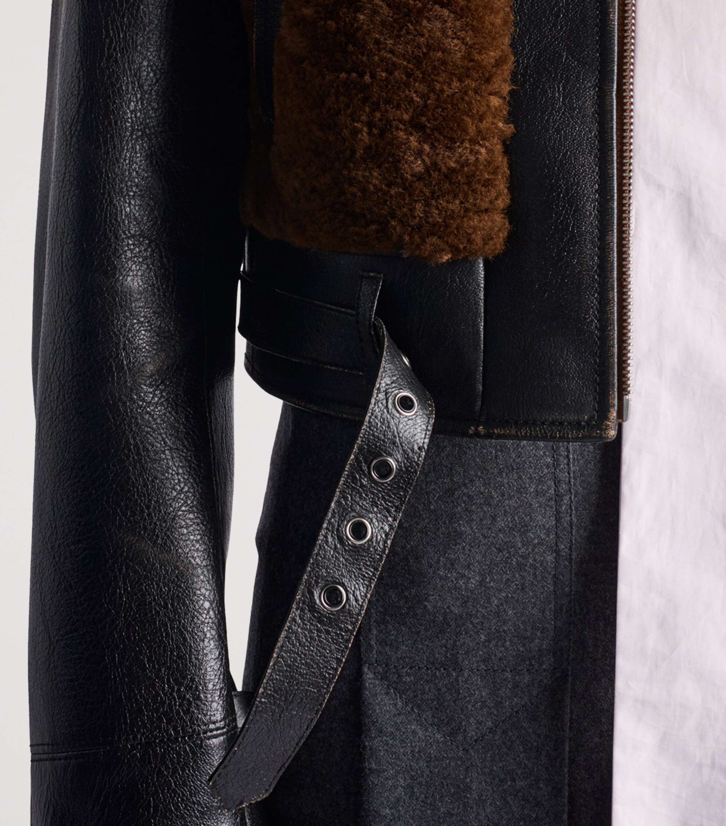 Leather-Shearling Jacket F0807 Image 6