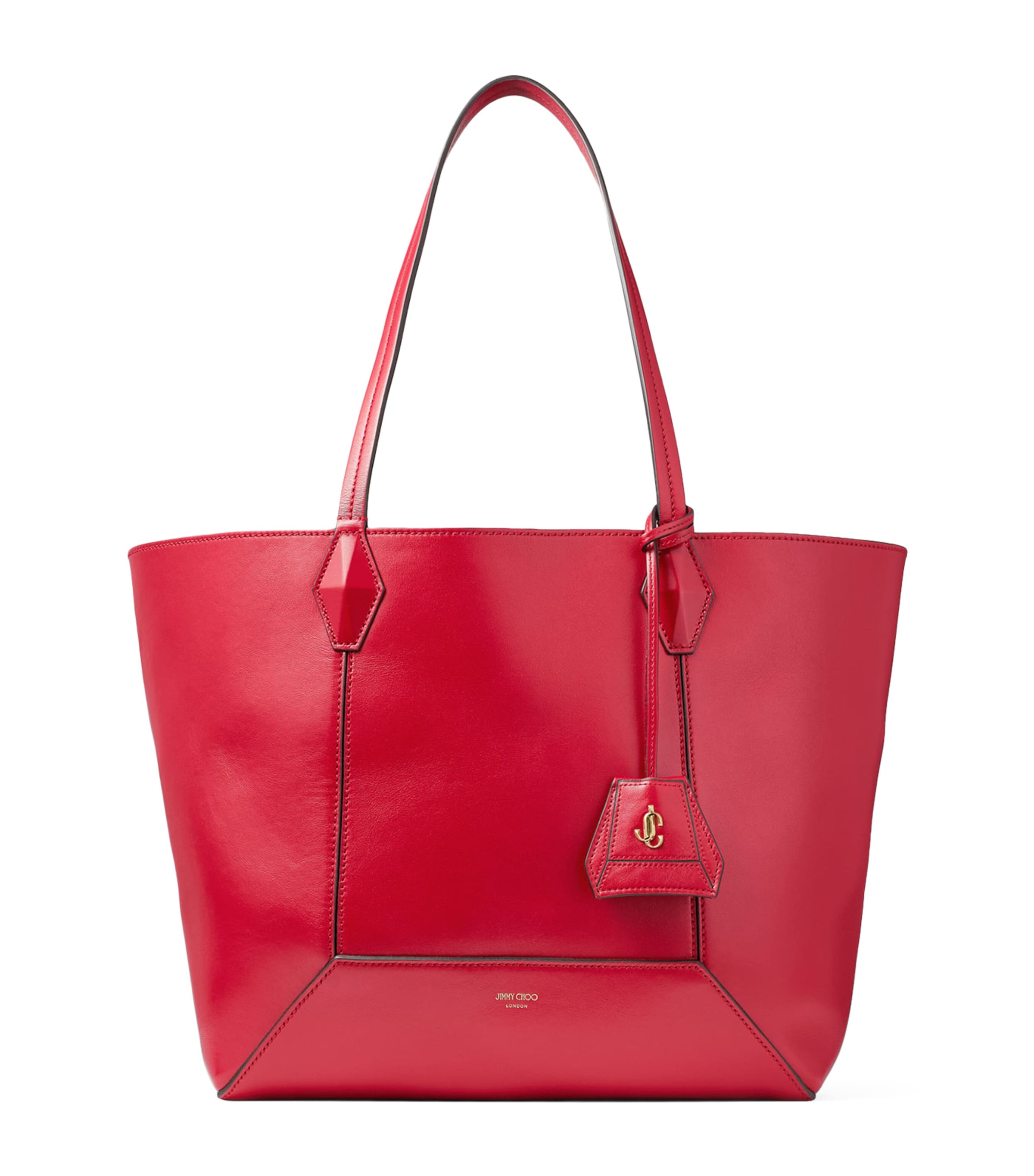 Jimmy Choo Medium Leather Diamond Tote Bag In Red