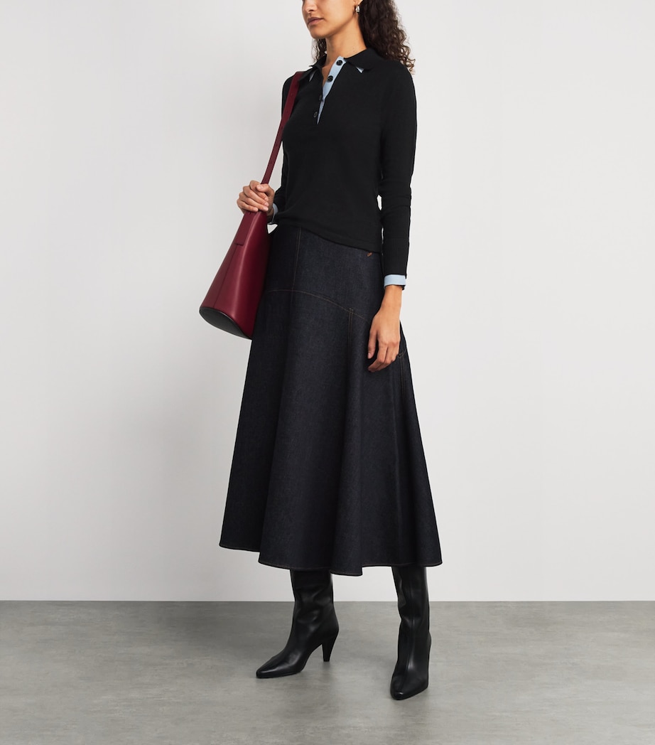 Cotton-Cashmere Polo Sweater BLACK Image 2