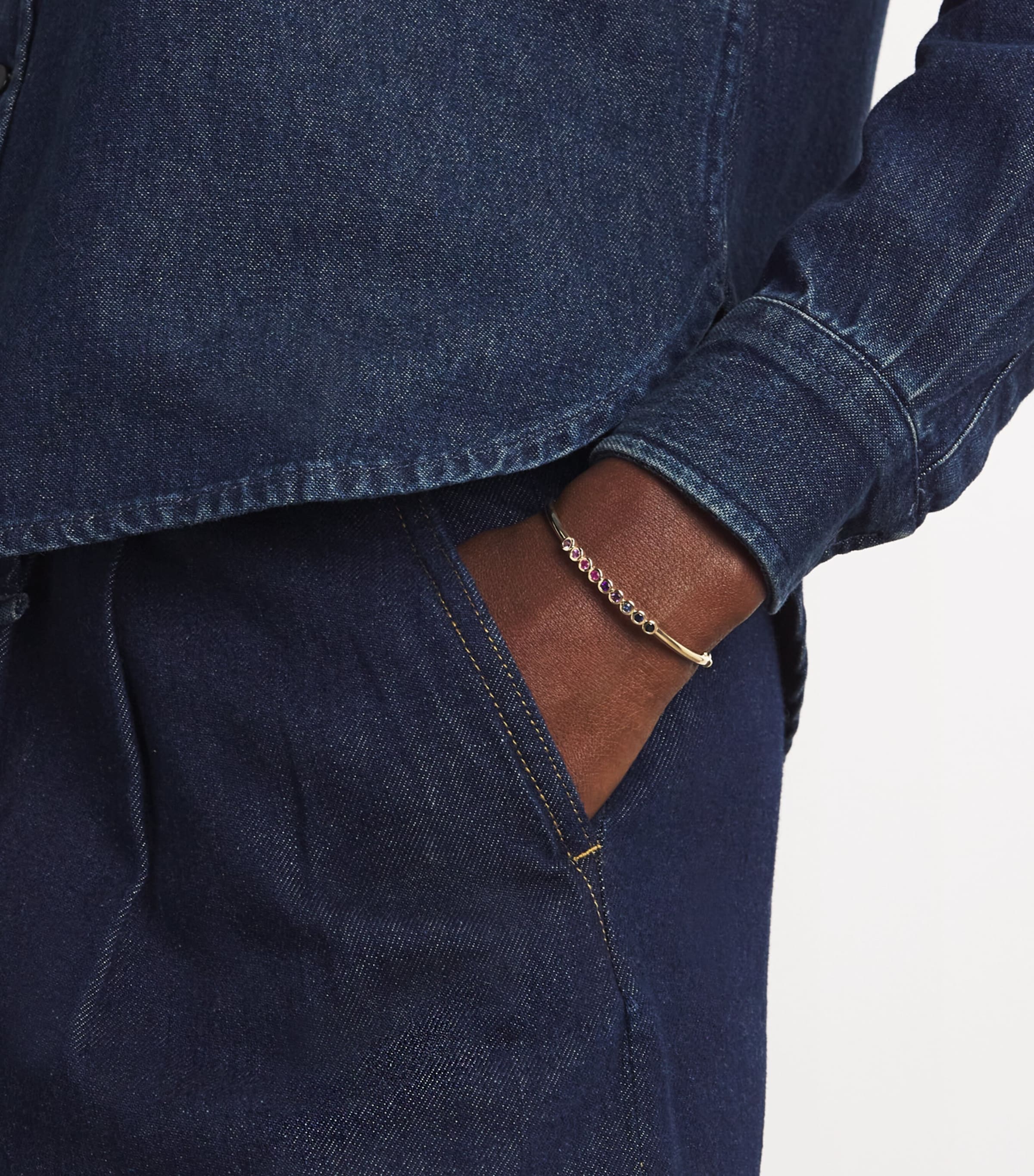 Yellow Gold and Mixed Sapphire Jill Bangle YELLOW GOLD Image 2