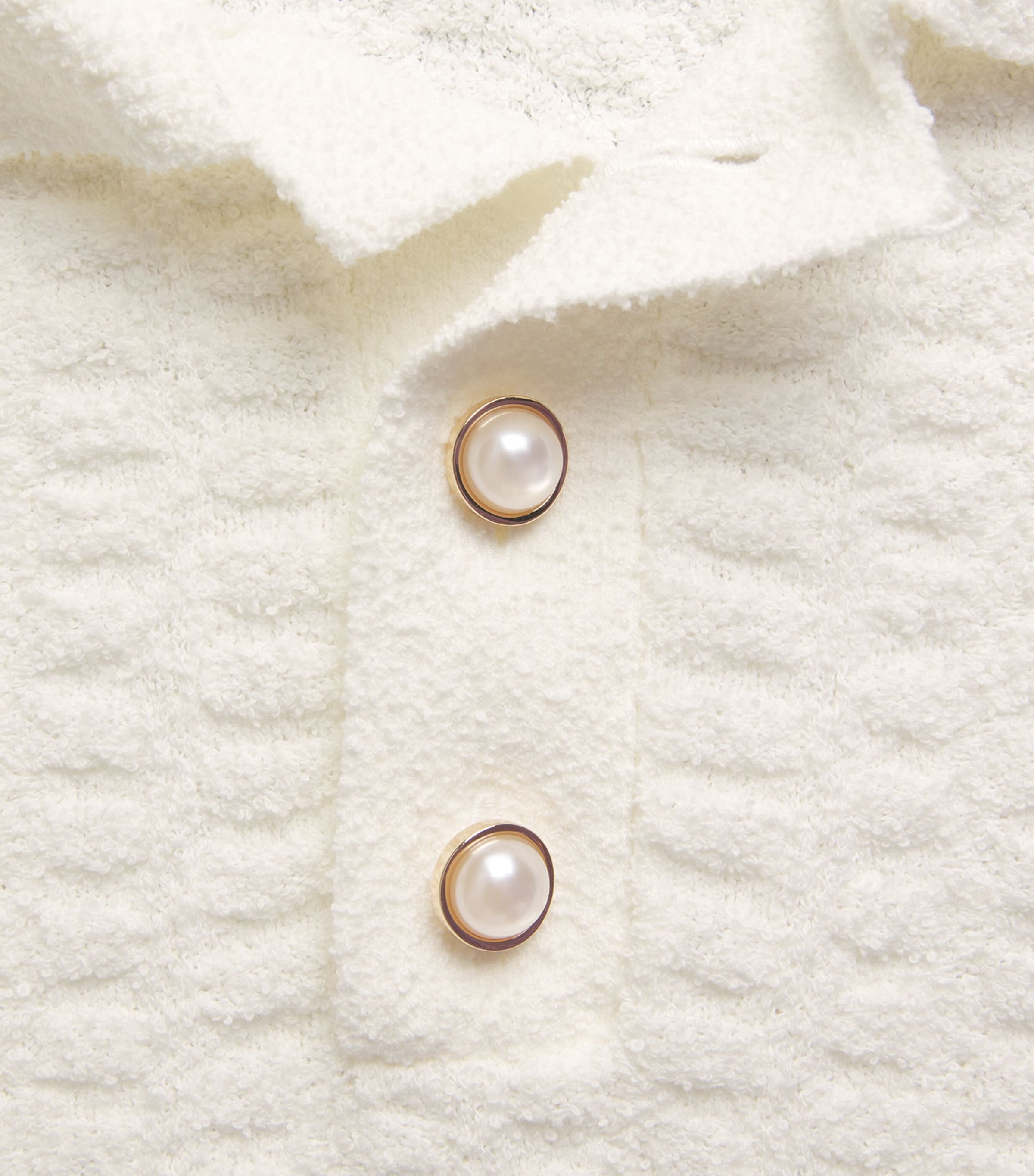 Cotton-Blend Bouclé Polo Shirt WHITE Image 5