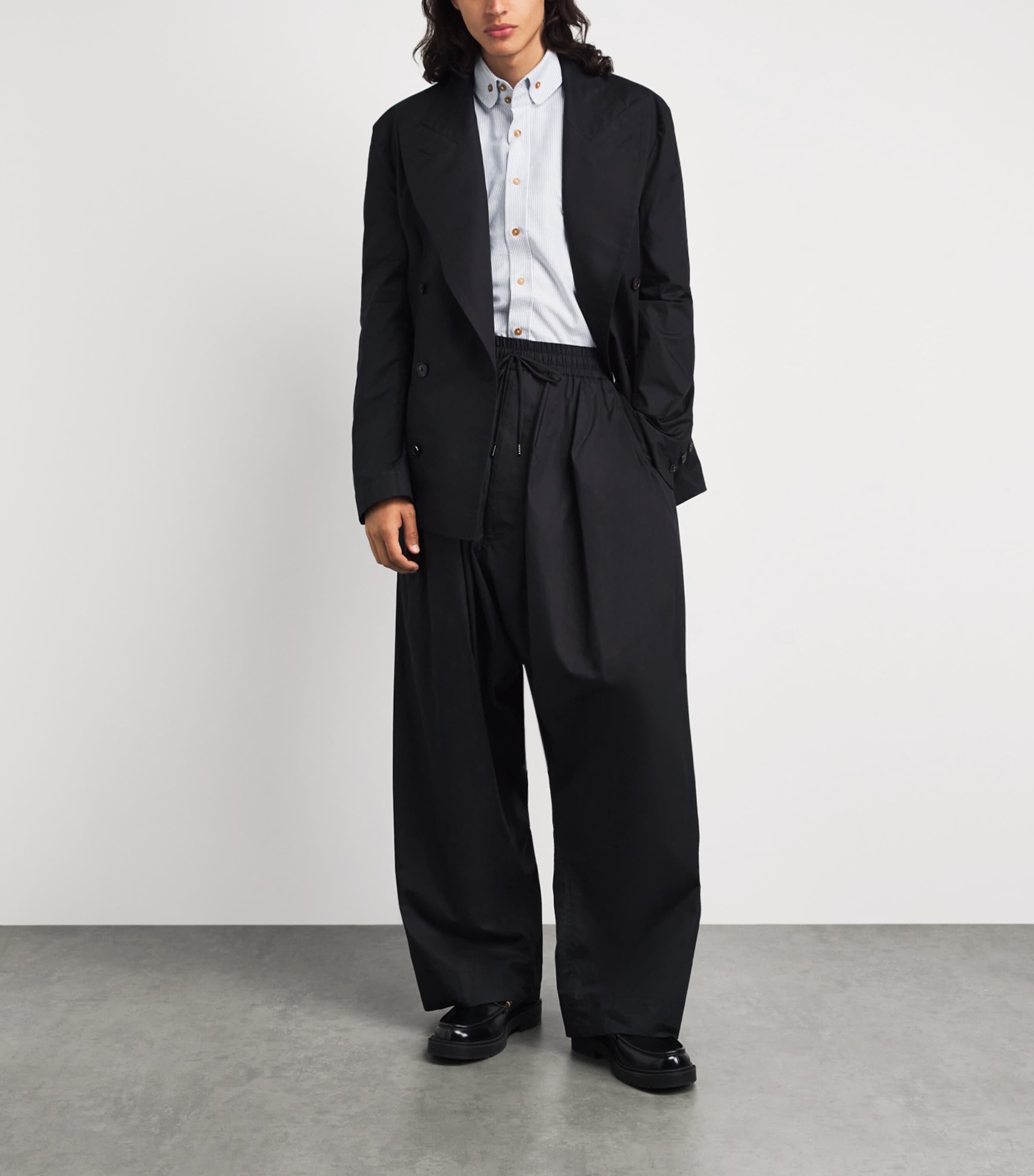 Vivienne Westwood Mens Organic Cotton Two-Button Krall Shirt Ink Stripe Image 2