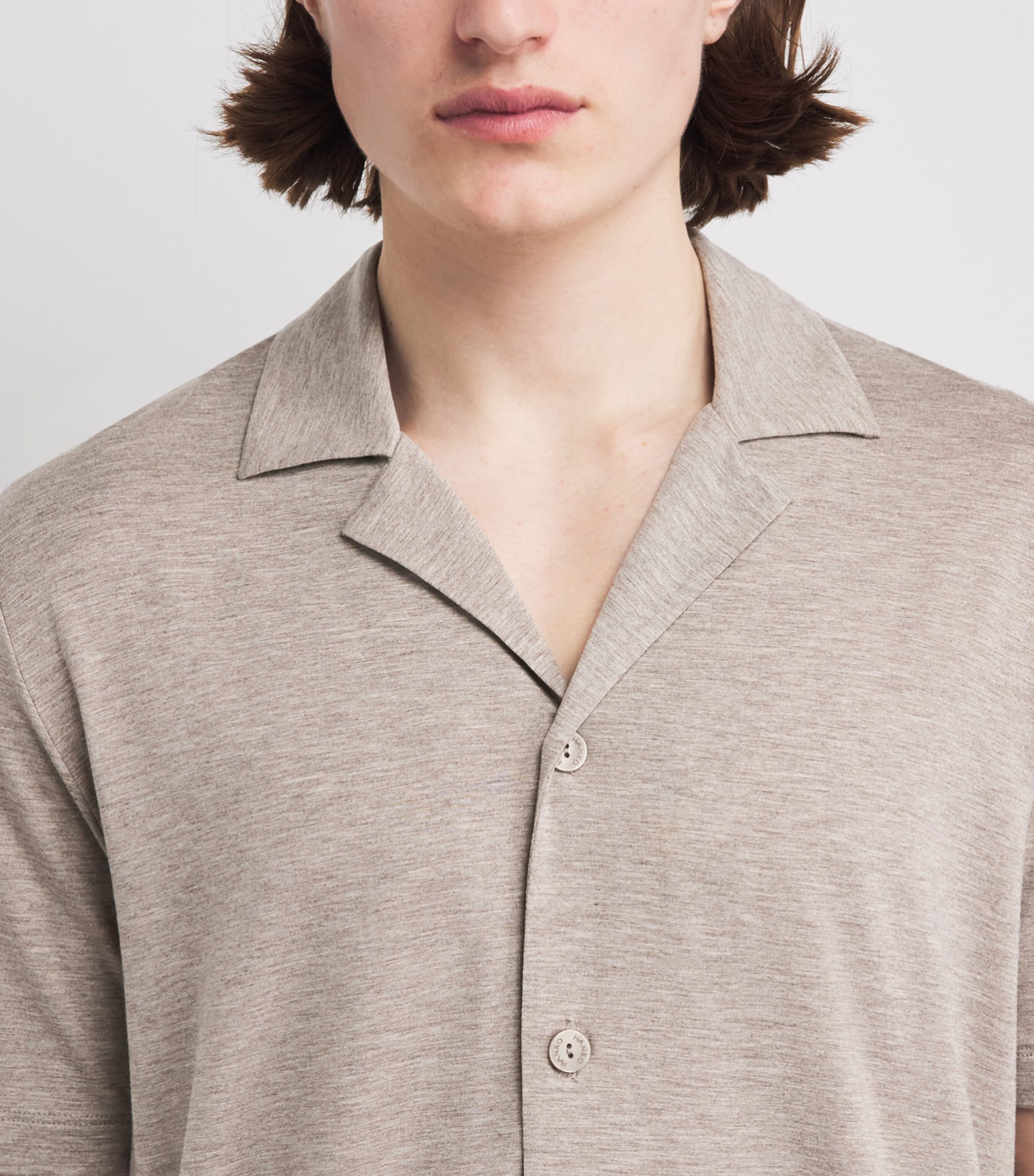 Hanro Mens Casuals Short-Sleeve Shirt Hazelnut Melang Image 3