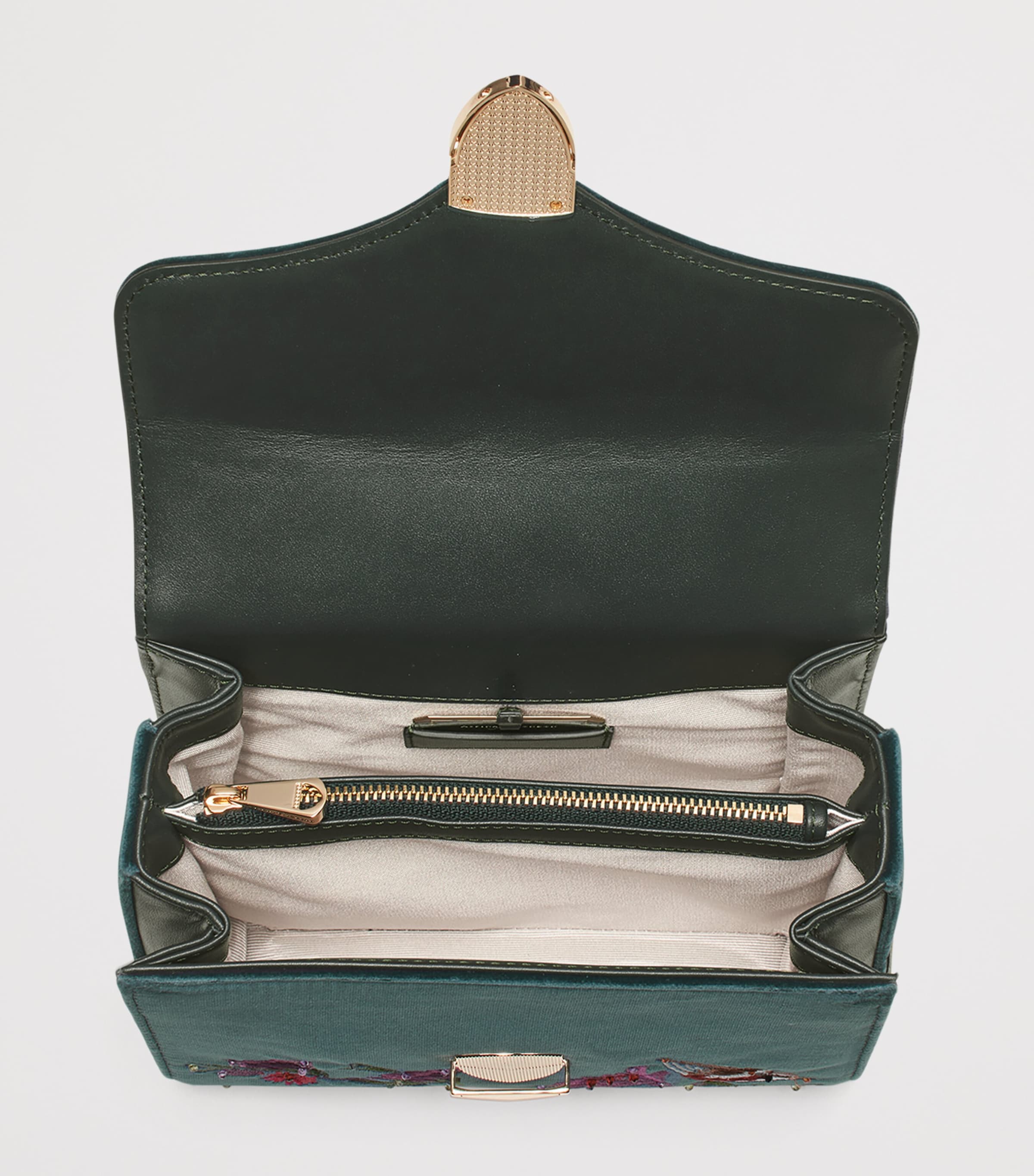 Midi Velvet Floral Embroidered Mayfair Bag PEACOCK Image 5