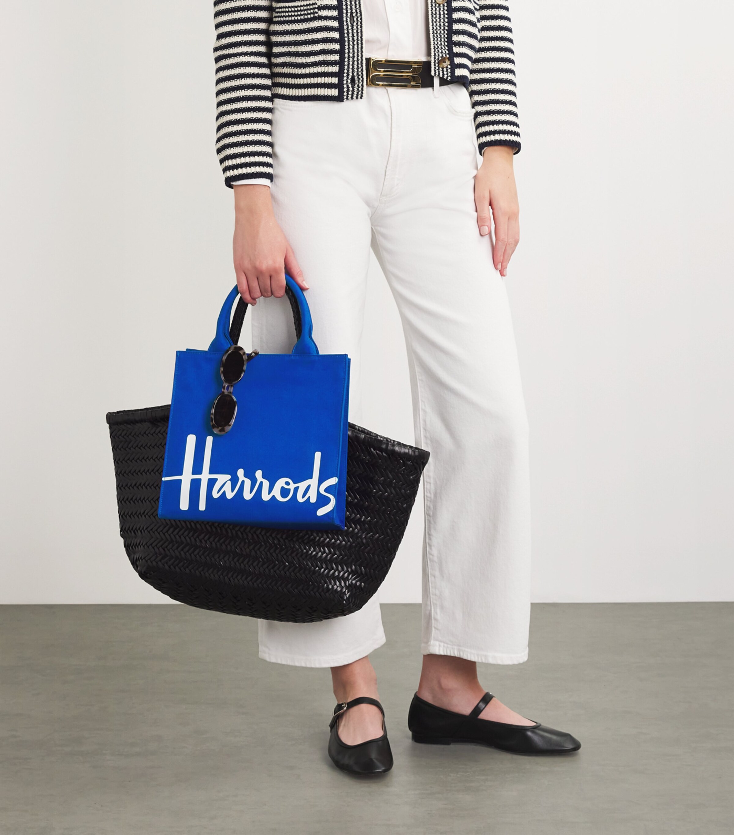 Harrods Small Cotton Logo Tote Bag Prussian Image 5