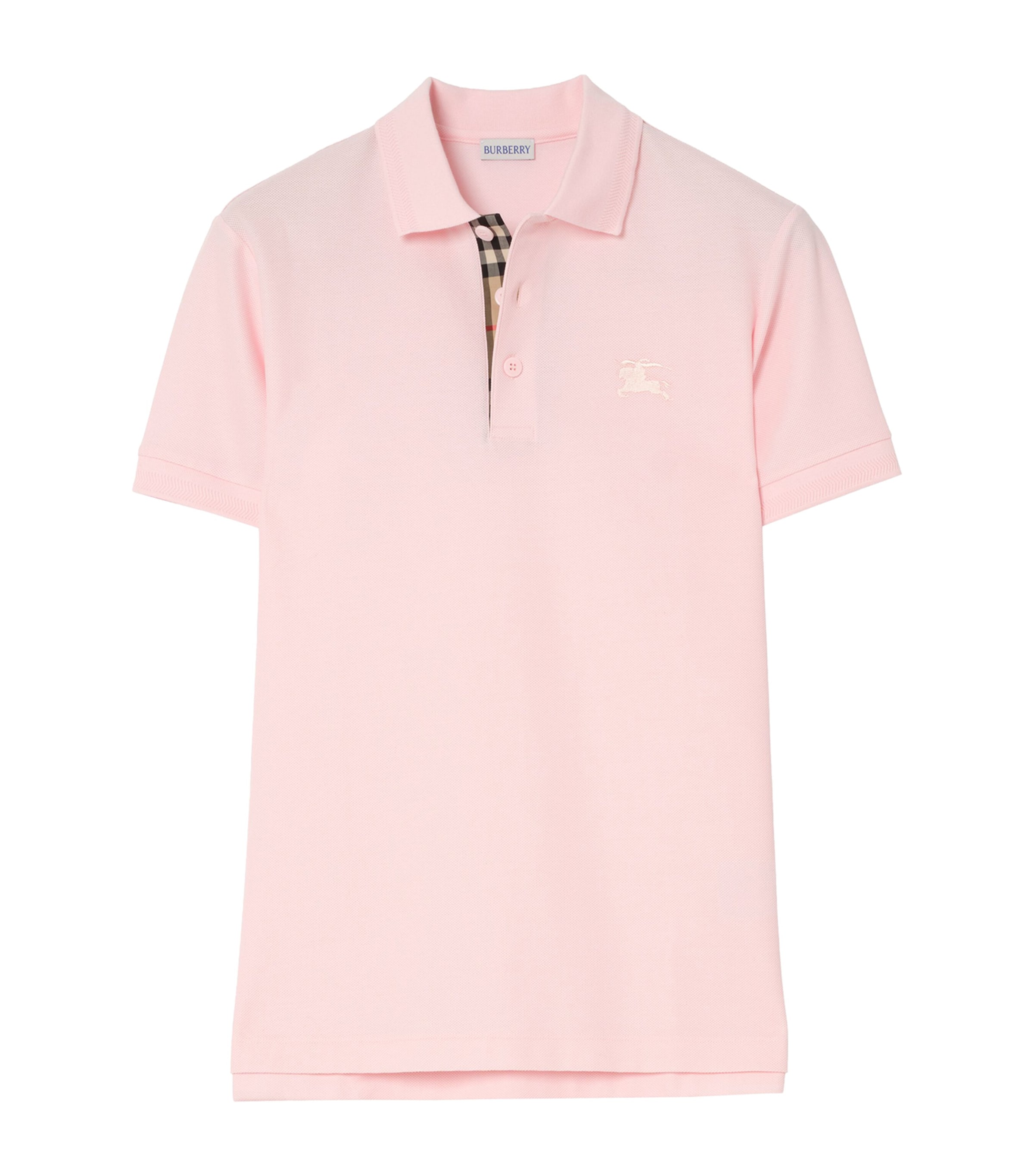 Burberry Mens Cotton Polo Shirt Mallow Pink Image 1
