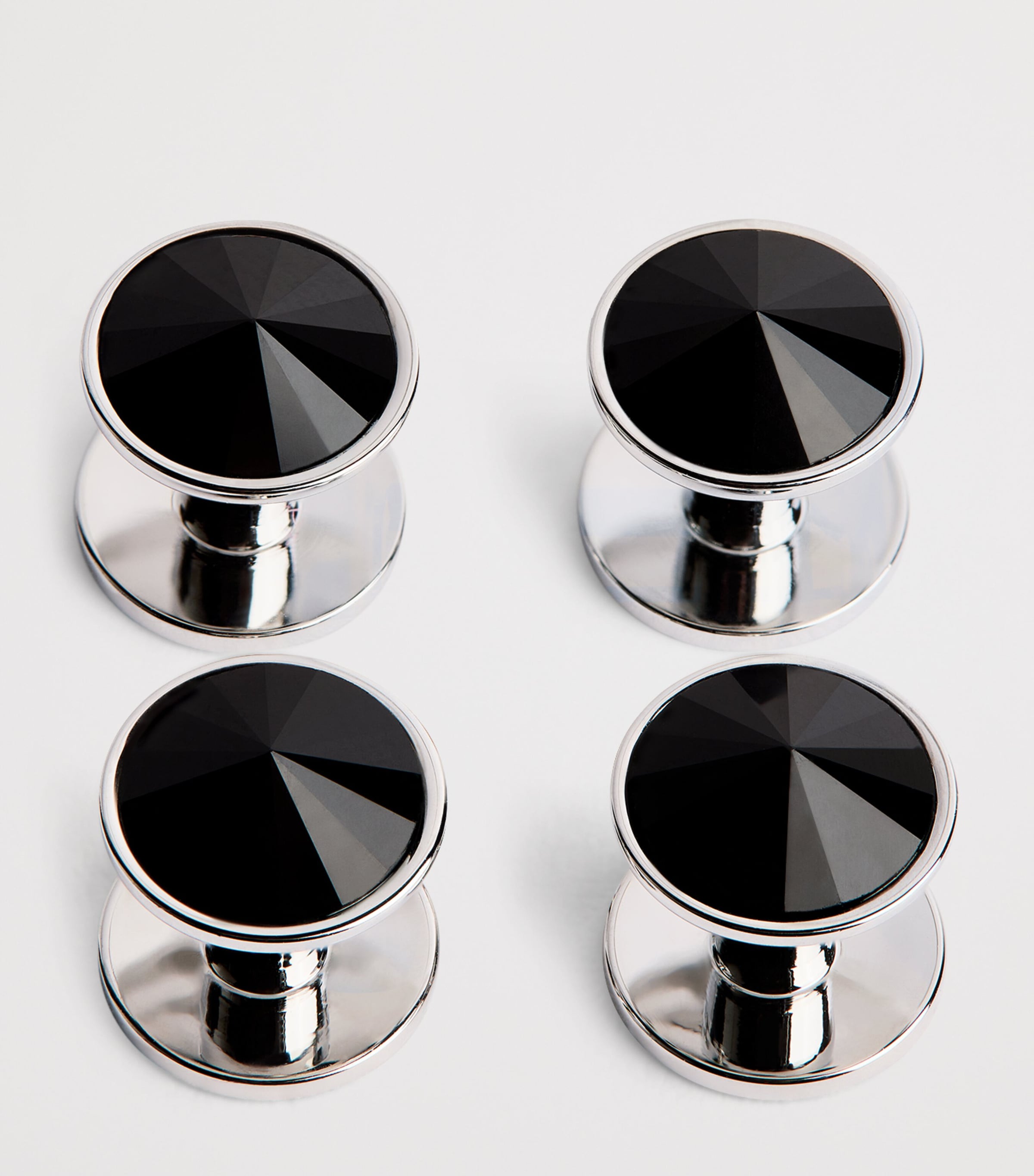 Rhodium-Plated Galileo Stud Cufflinks JET Image 5