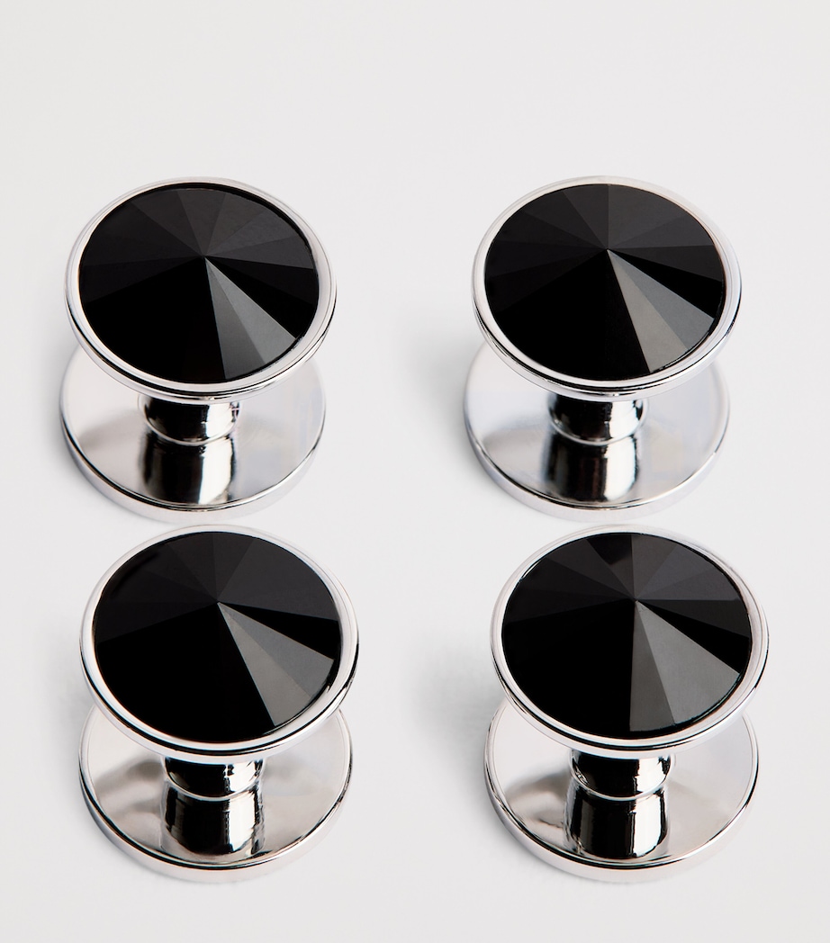 Rhodium-Plated Galileo Stud Cufflinks JET Image 5