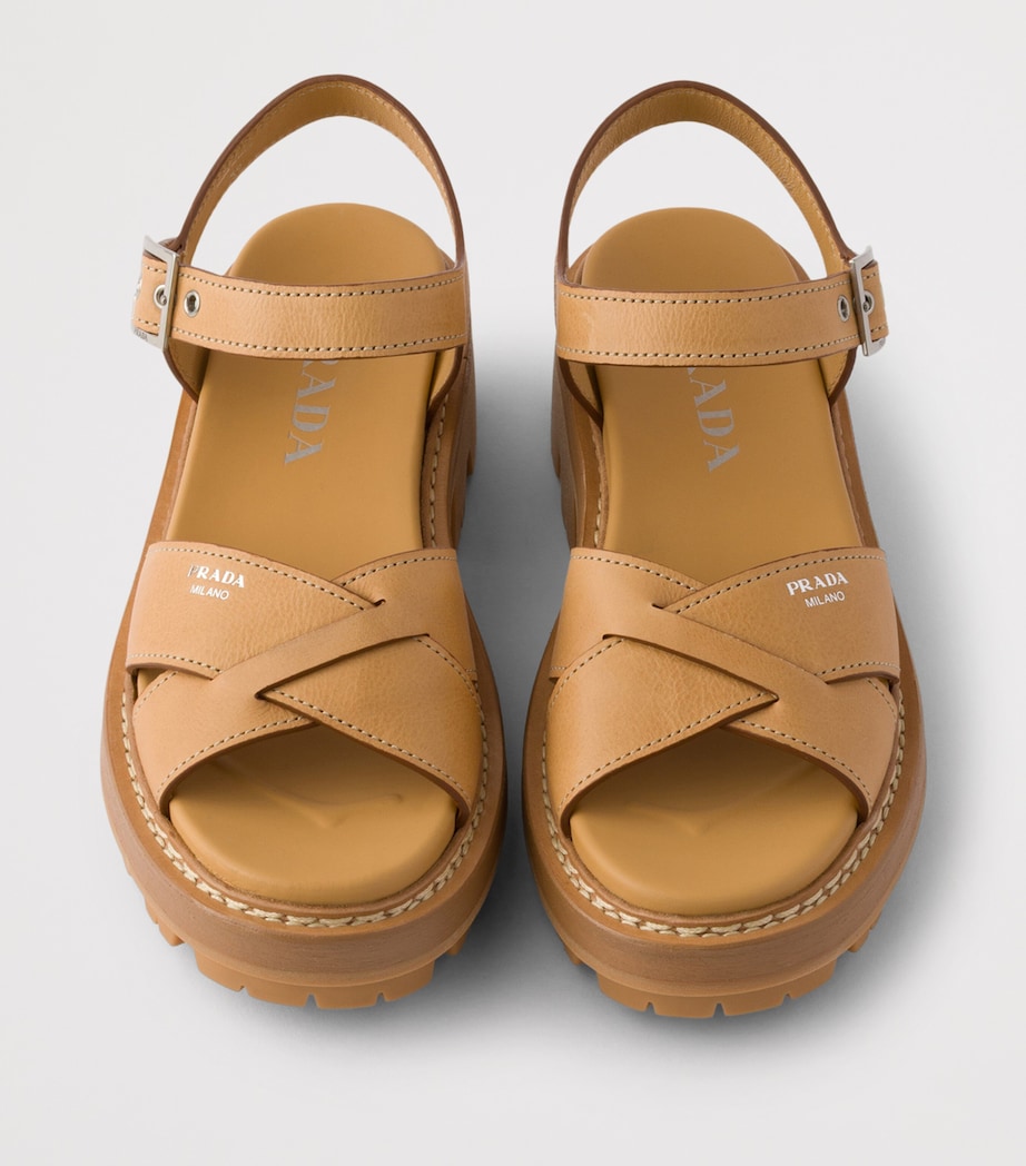 Prada Lambskin Platform Sandals 55 Neutral Image 3